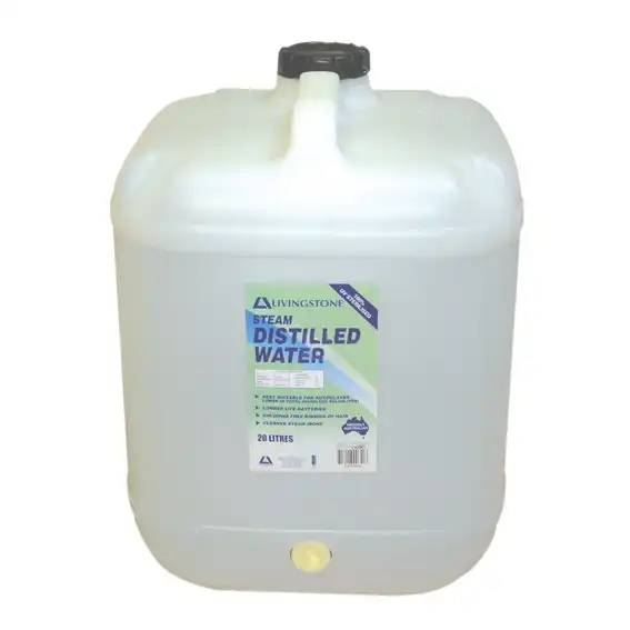 Livingstone Distilled Demineralised Water 20L with Free Tap Attached Under The Cap