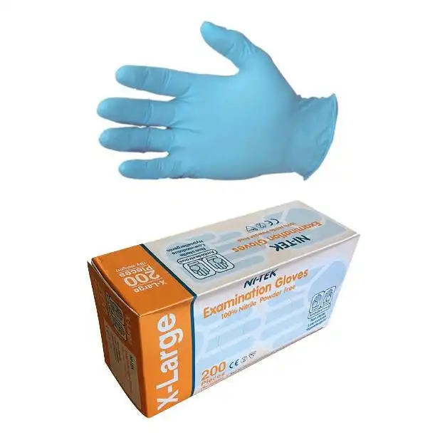 Ni-Tek Nitrile Gloves, AS NZ Standard, Powder Free, EN374, Extra Large, Blue Colour, 200/Box, 1000/Carton