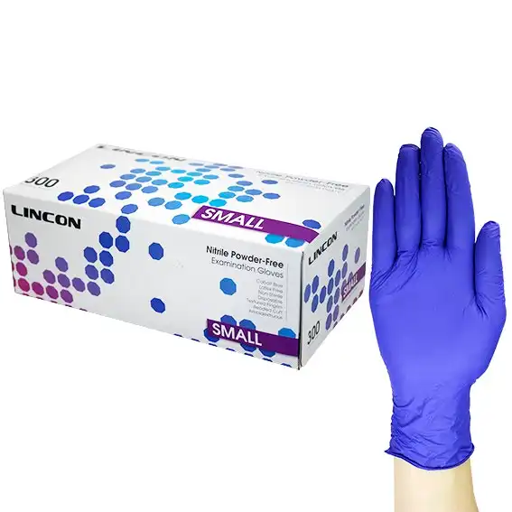 Lincon Nitrile Gloves Examination, Powder Free, EN374, Non Sterile, Small, Cobalt Blue Colour, 300/Box, 3000/Carton
