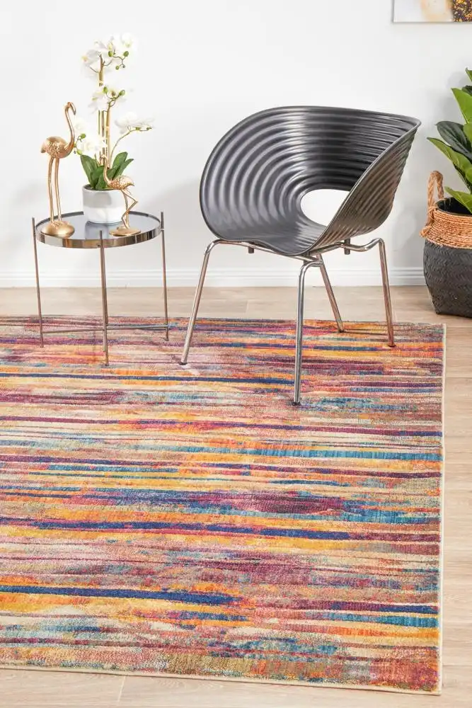 Dreamscape Strokes Modern Raspberry Rug