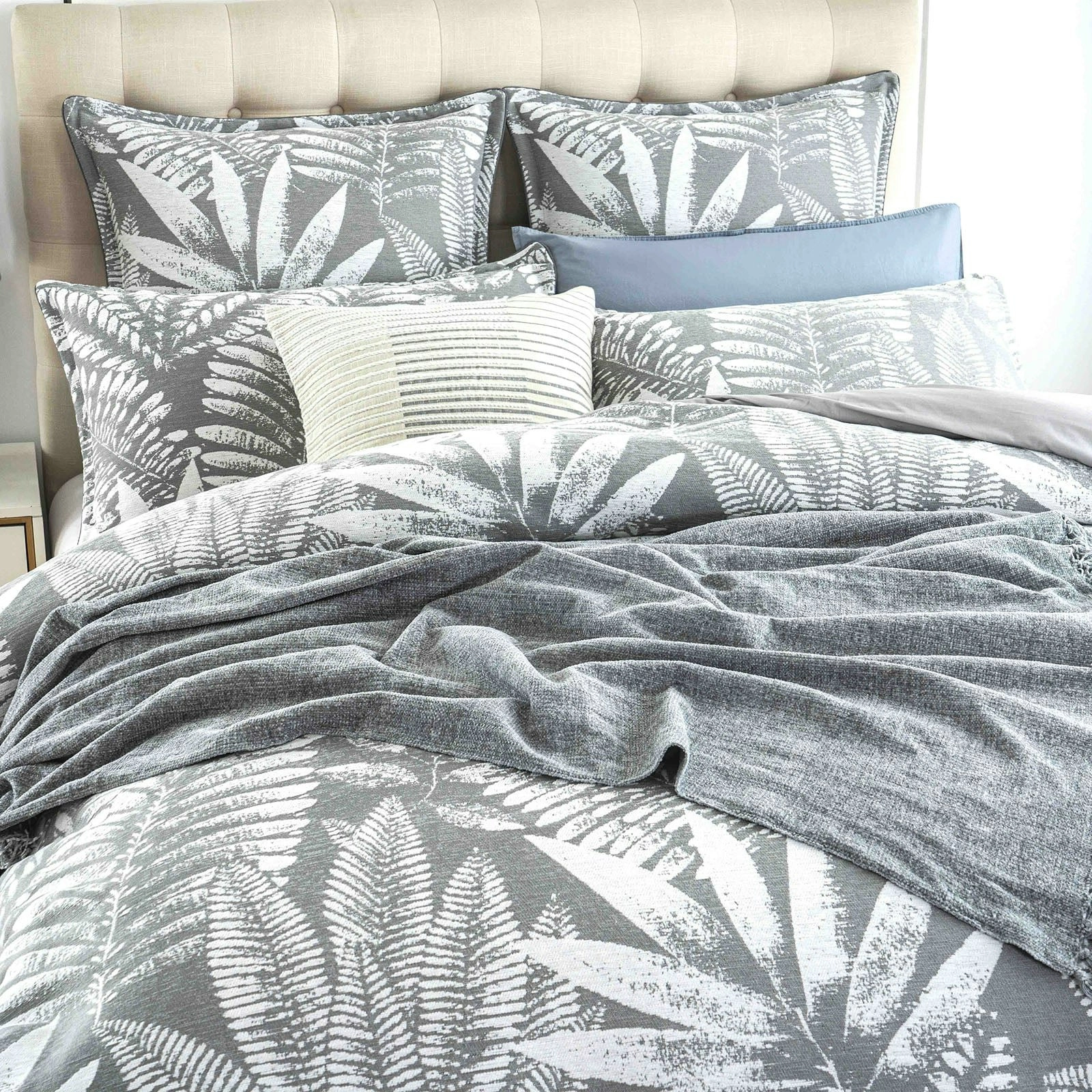 Raven Charcoal Jacquard Quilt cover set by Renee Taylor