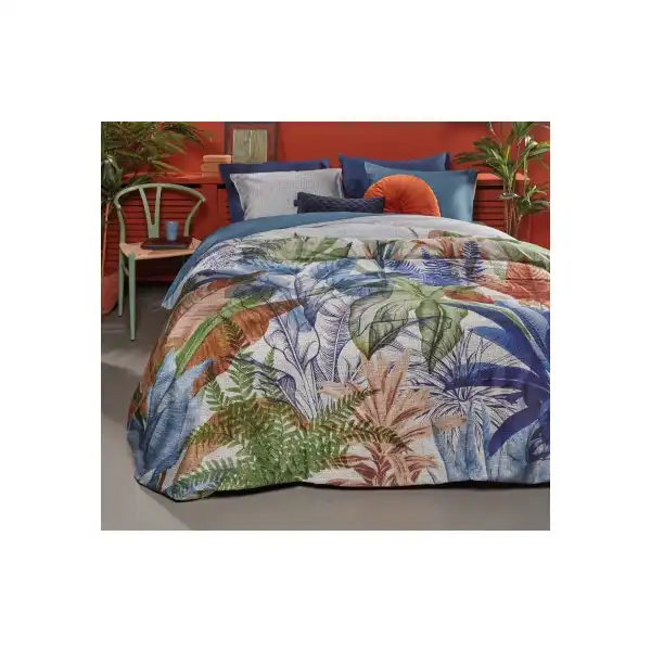 Isla Blue Cotton Sateen Quilt Cover Sets by Bedding House