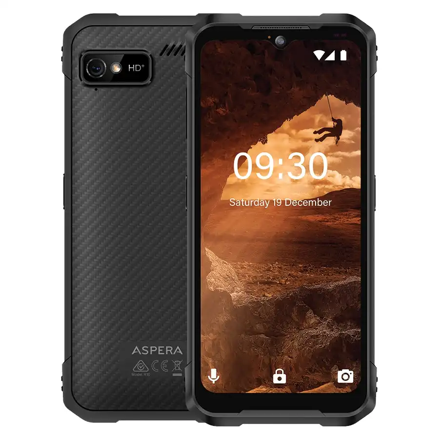Aspera R10  IP68 Rugged (128GB/4GB) 4G Tap&Pay Dual SIM Smartphone - Black