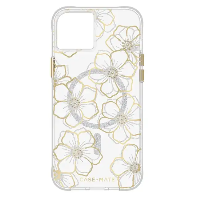 Case-Mate Floral Gems MagSafe Case For iPhone 15 Plus - Gold