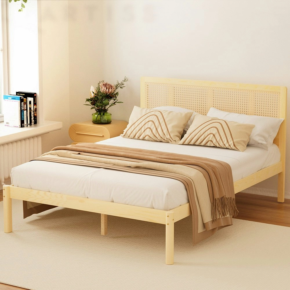 Artiss Bed Frame Queen Size Rattan Wooden RITA