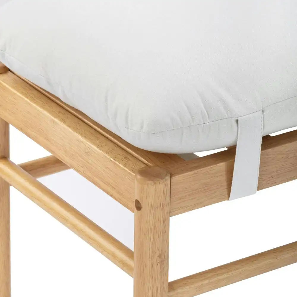 Design Square Casey Wooden Frame Fabric Cushion Ottoman Bench 113cm White