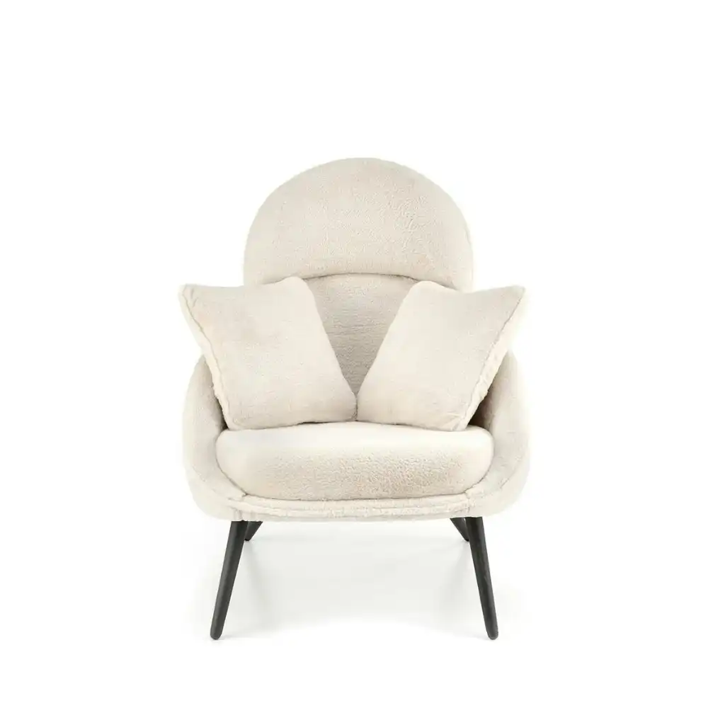 HomeStar Morgan Boucle Fabric Armchair Accent Relaxing Lounge Chair Metal Legs White/Black