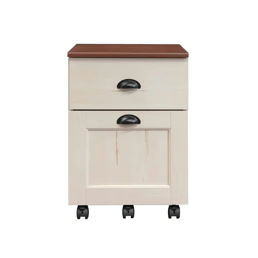 Basil Wooden 2-Drawer Mobile Pedestal Filling Cabinet Antique White