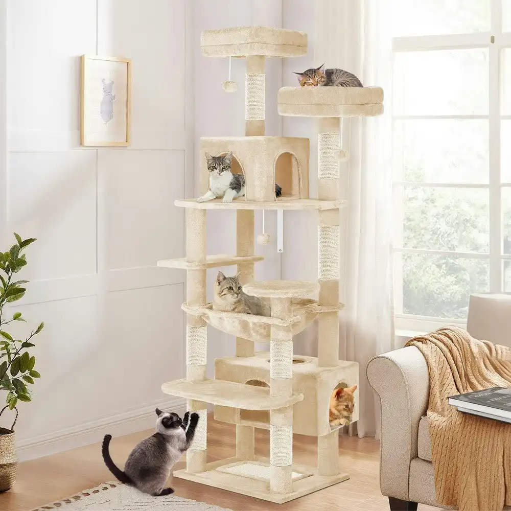 BEASTIE Cat Tree Tower Scratching Post Scratcher Condo House Furniture Beige 184