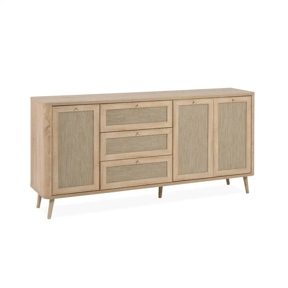 Cliff Wooden Buffet Unit Sideboard Storage Cabinet 3-Doors 3-Drawers Oak