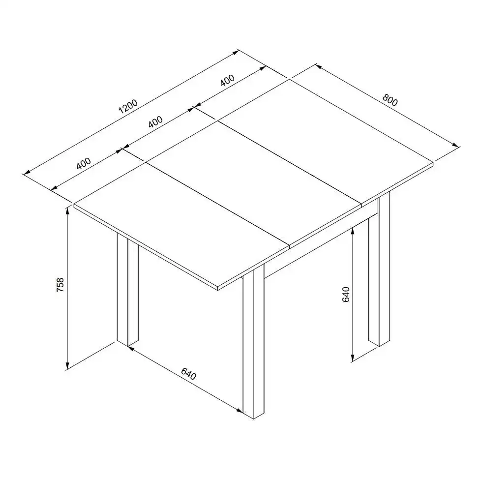 Design Square Elena Wooden Extendable Square Rectangular Dining Table 80-120cm - Black/Oak