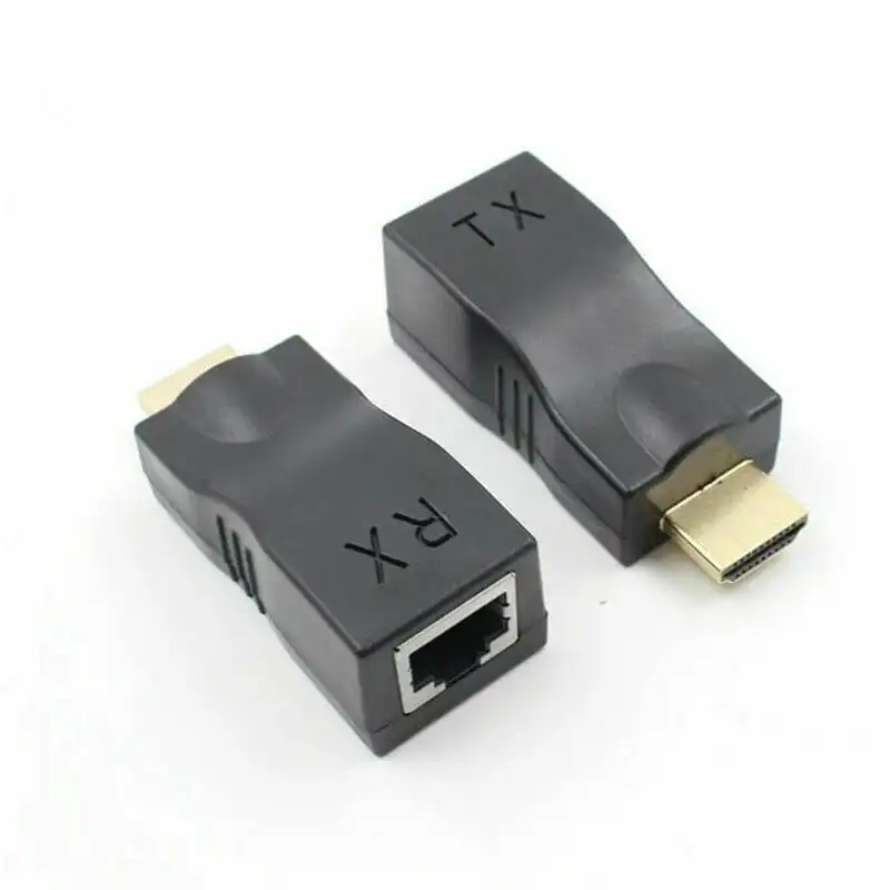 2pcs HDMI Extender to Dual RJ45 Over Cat 5e/6 Network Ethernet Adapter 1080P 30M