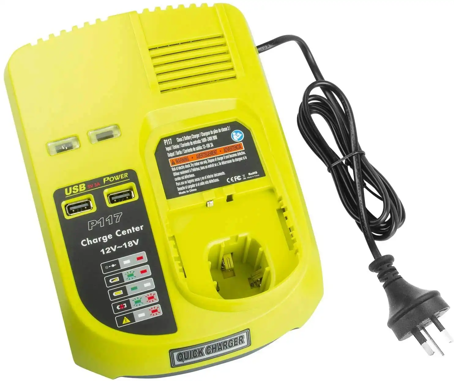 Ryobi One Plus 18v Charger Replacement | 18V-12V Dual Chemistry IntelliPort P117 Compatible