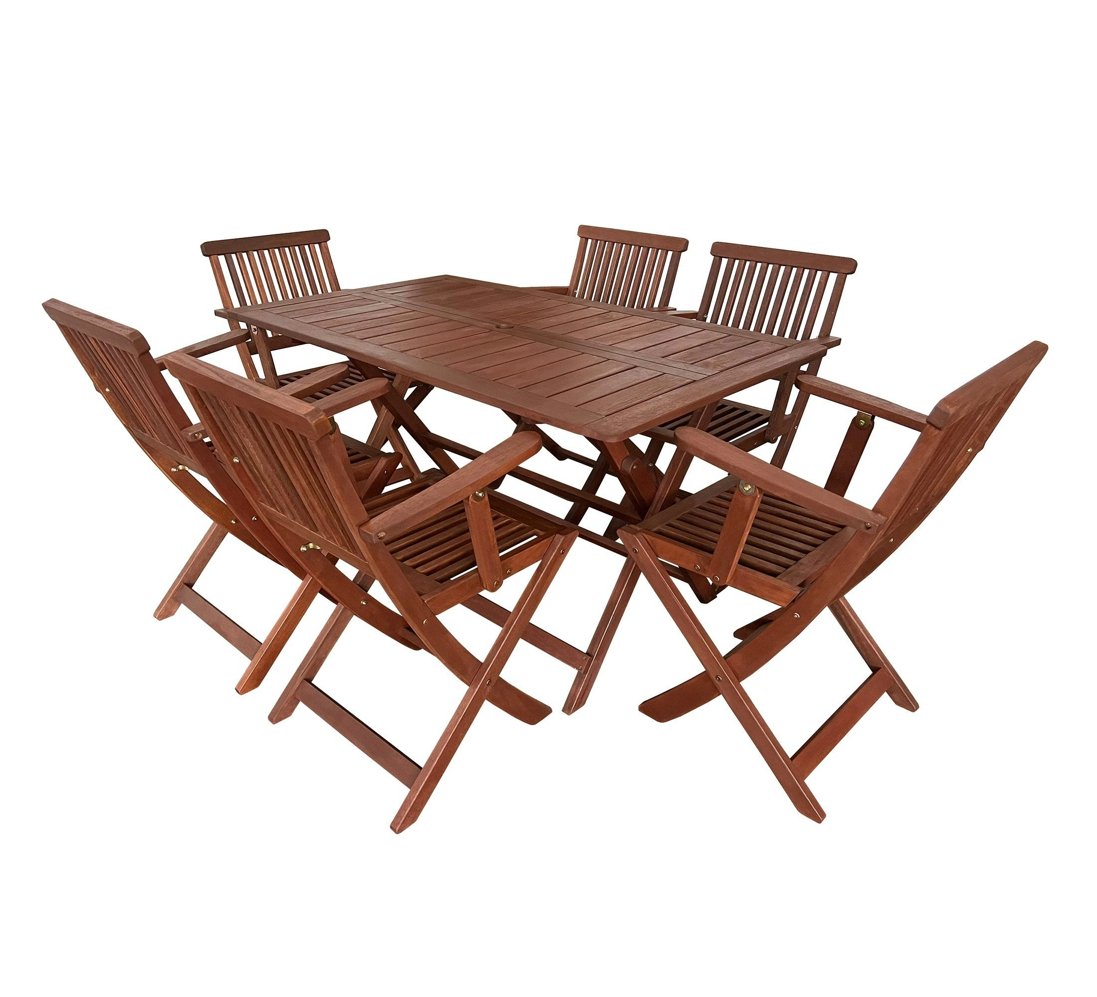 Island Rectangular Folding Table and Armchairs Setting 7pc