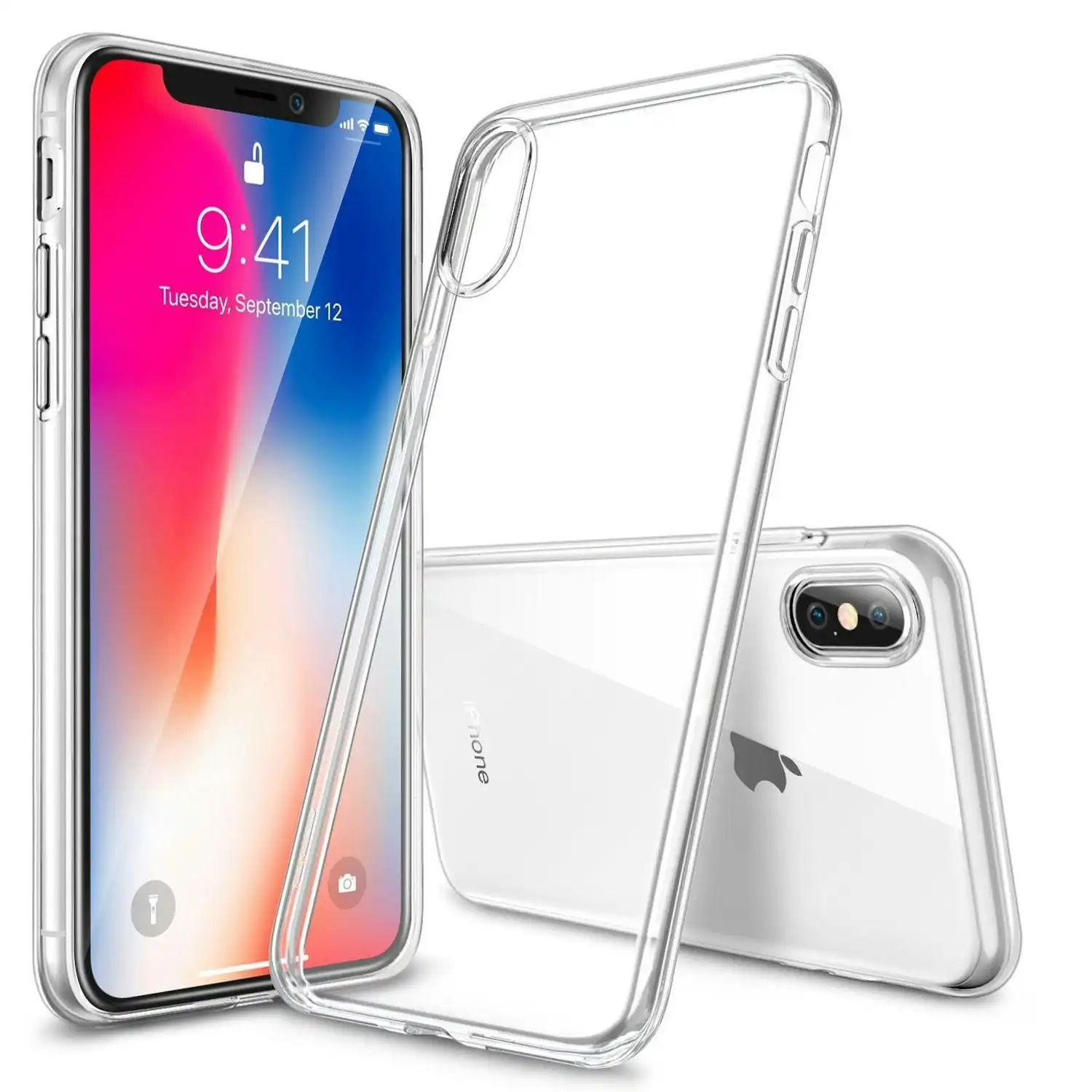 MEZON Crystal Clear Case for Apple iPhone X (5.8") Ultra Slim Premium TPU Gel – Wireless Charging Compatible