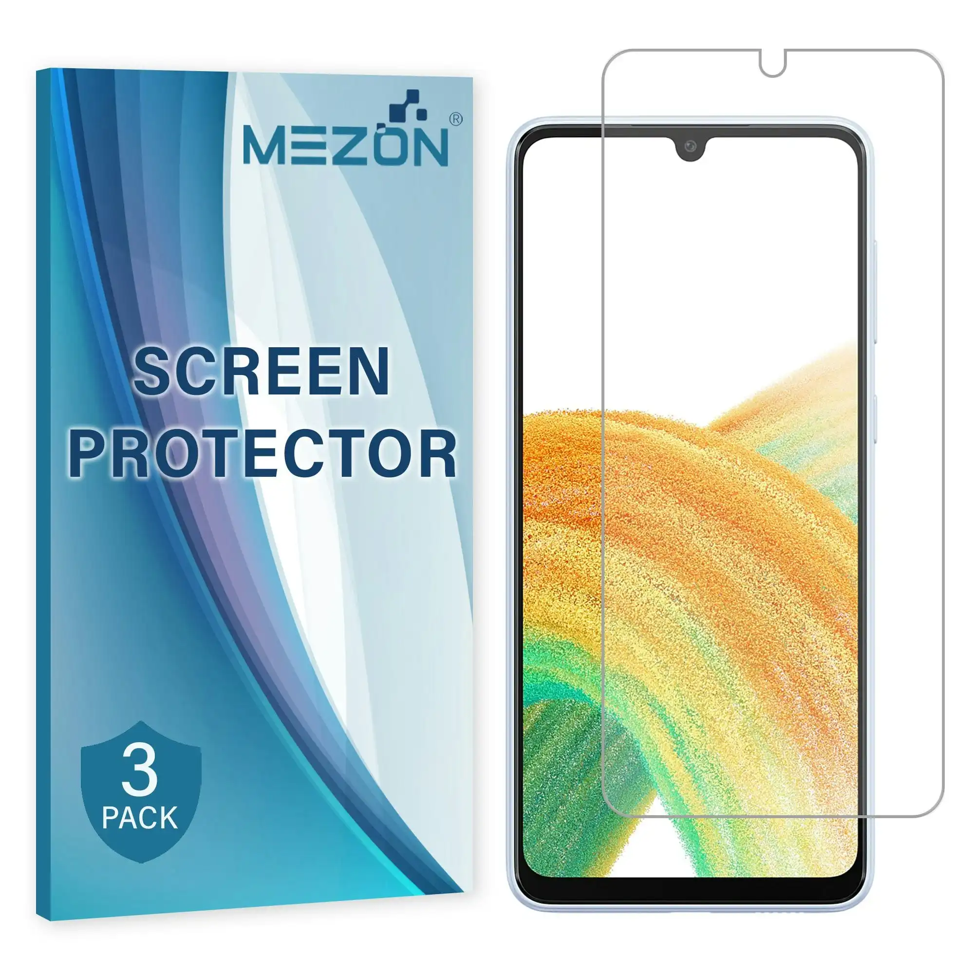 [3 Pack] MEZON Samsung Galaxy A33 5G Ultra Clear Screen Protector Case Friendly Film (Galaxy A33 5G, Clear)