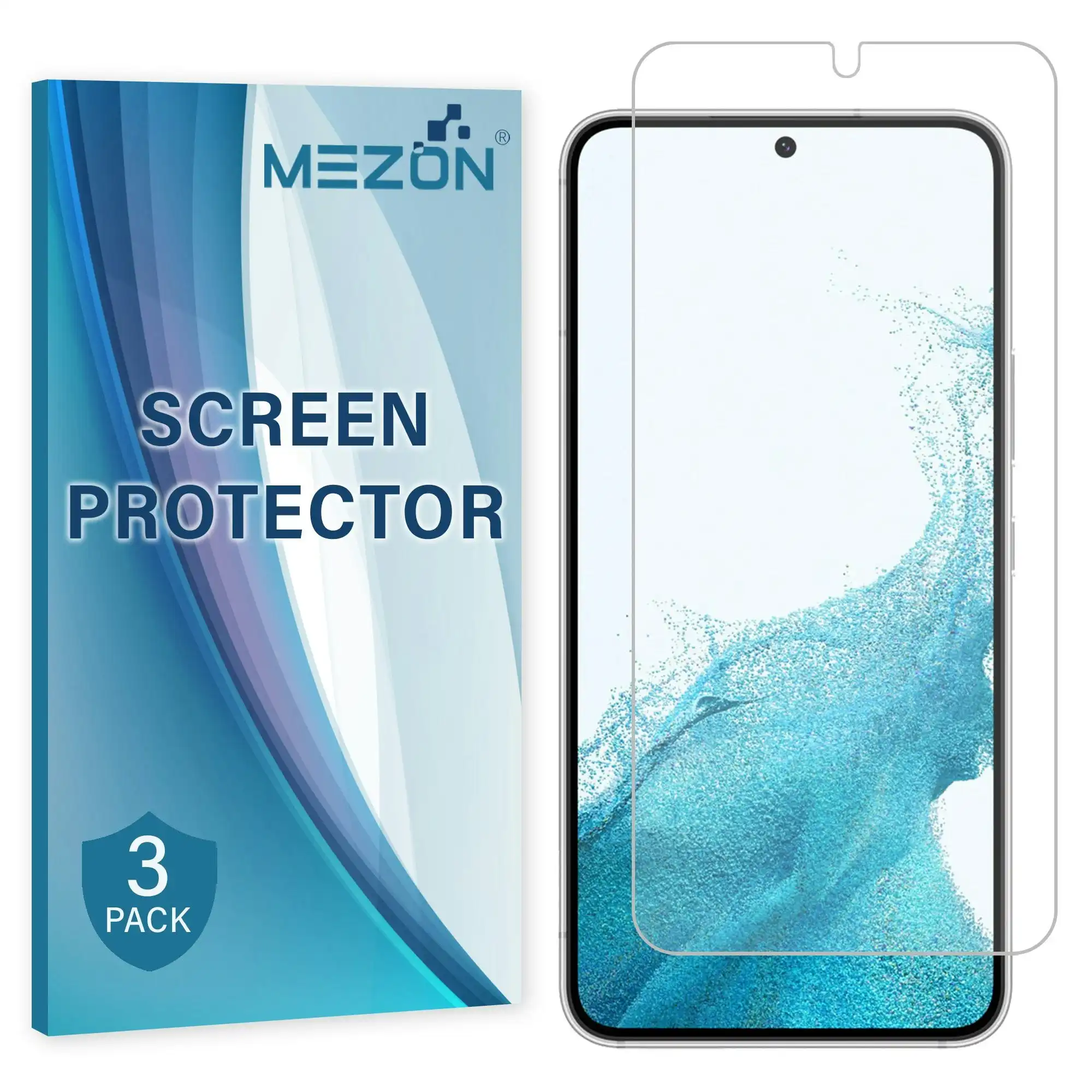 [3 Pack] MEZON Samsung Galaxy S22+ 5G Clear Screen Protector Case Friendly Film (S22+ 5G, Clear)