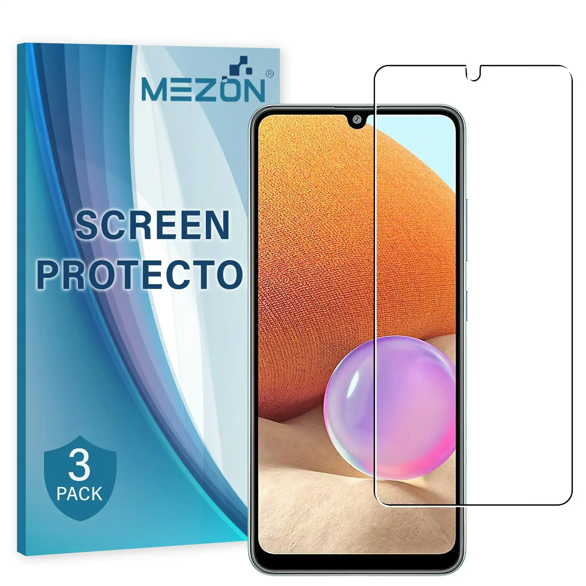 [3 Pack] MEZON Samsung Galaxy A22 4G (6.4") Ultra Clear Screen Protector Case Friendly Film (A22, Clear)