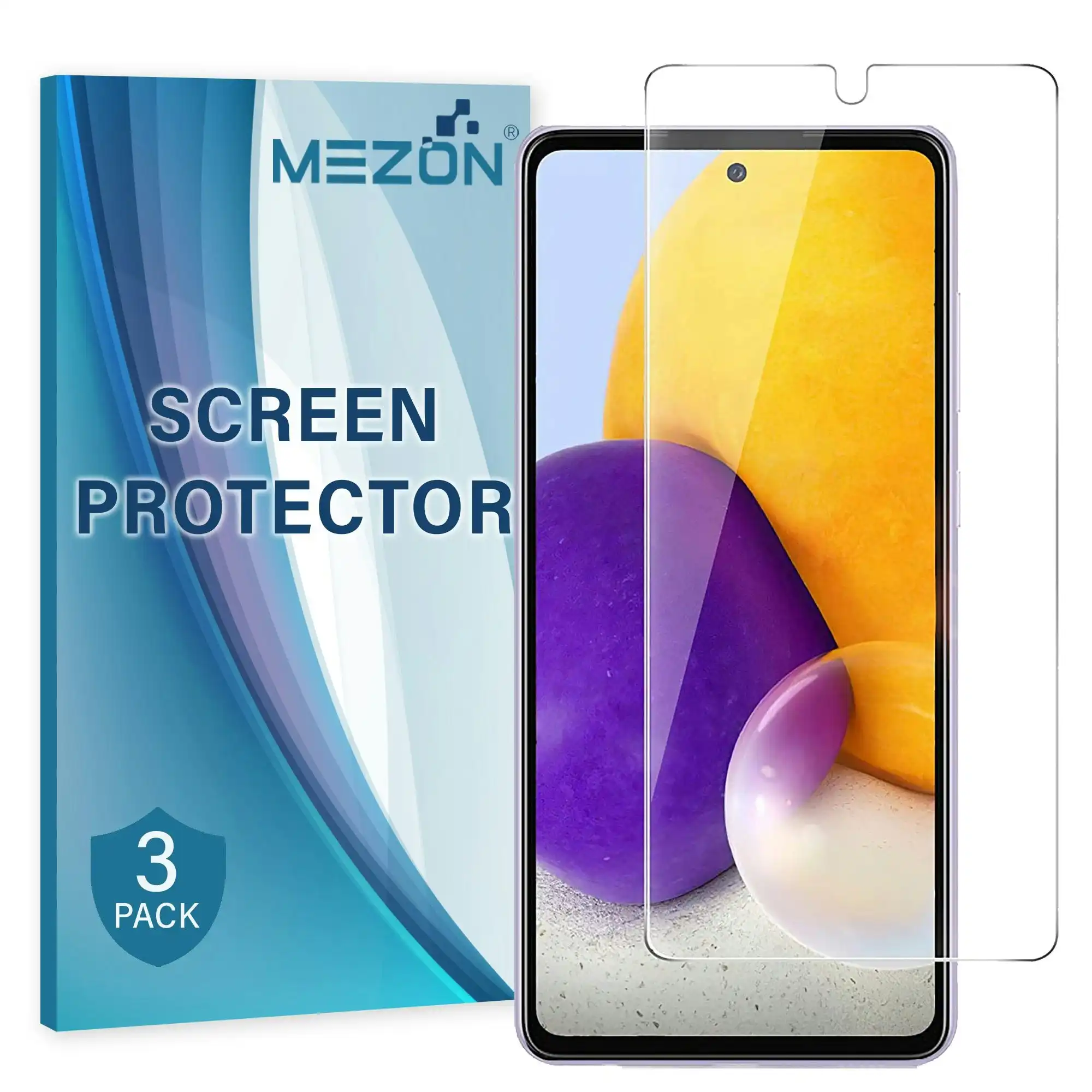 [3 Pack] MEZON Samsung Galaxy A72 Ultra Clear Screen Protector Case Friendly Film (A72, Clear)