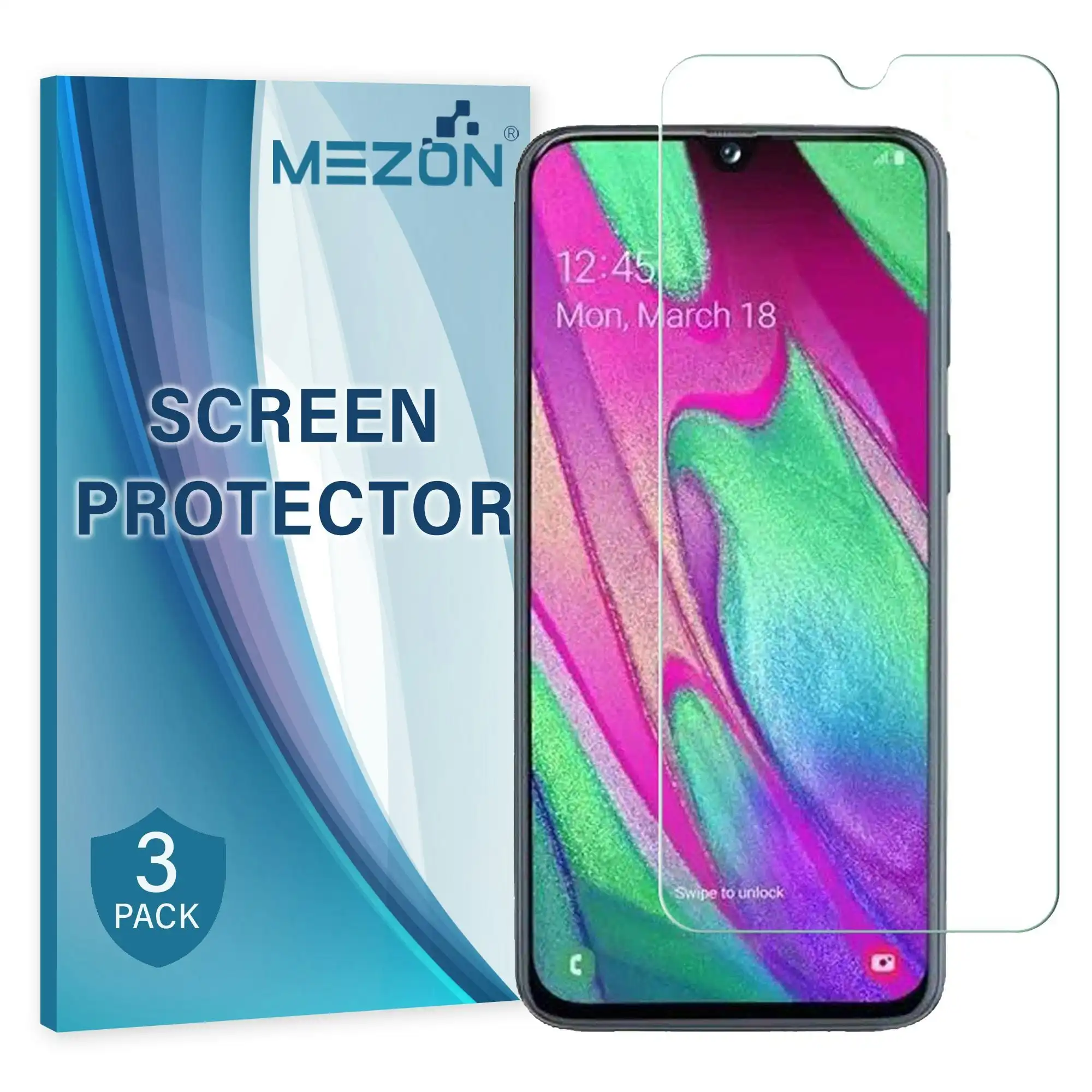 [3 Pack] MEZON Samsung Galaxy A70 Ultra Clear Screen Protector Case Friendly Film (A70, Clear)
