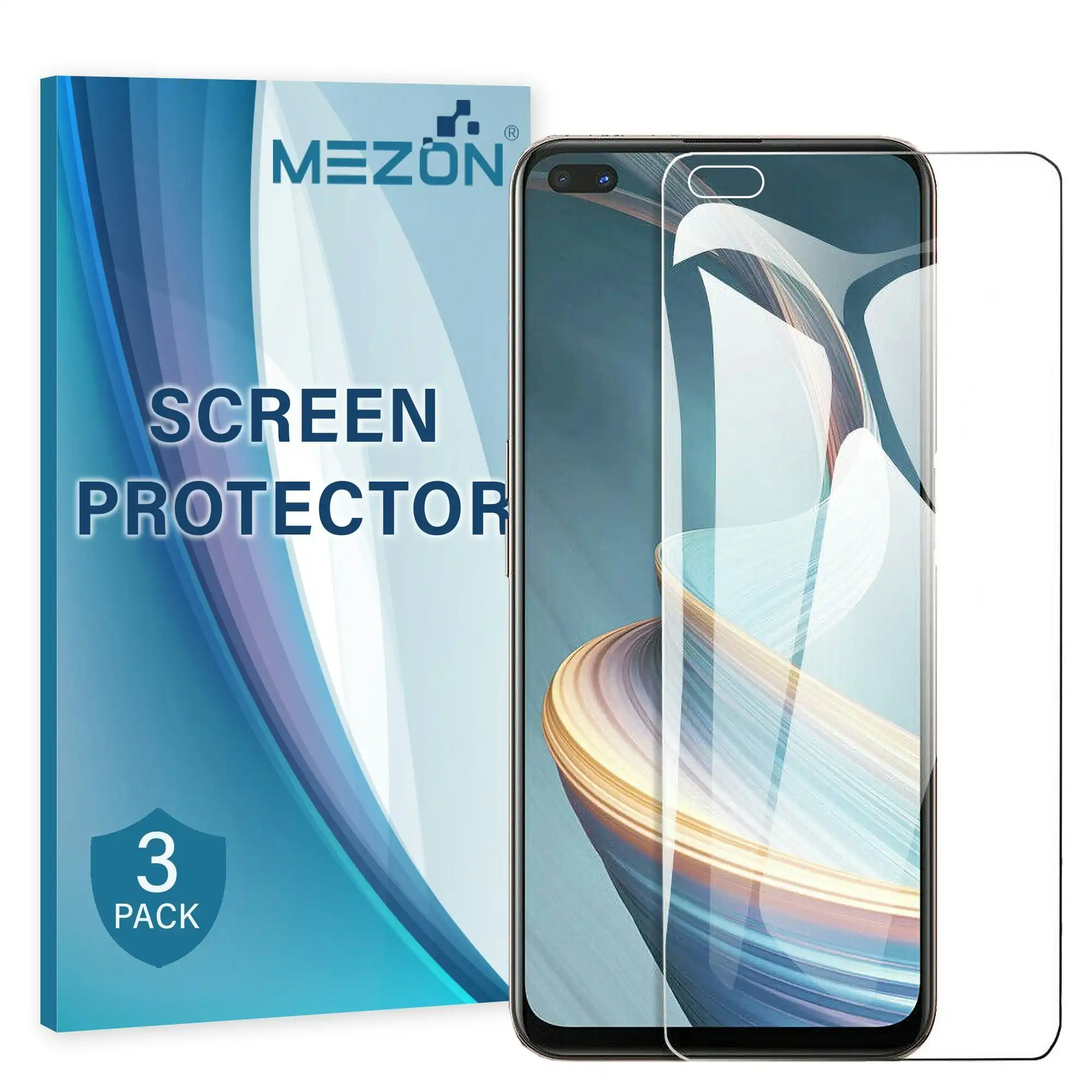 [3 Pack] MEZON OPPO Reno4 Z 5G Ultra Clear Screen Protector Case Friendly Film (Reno4 Z 5G, Clear)