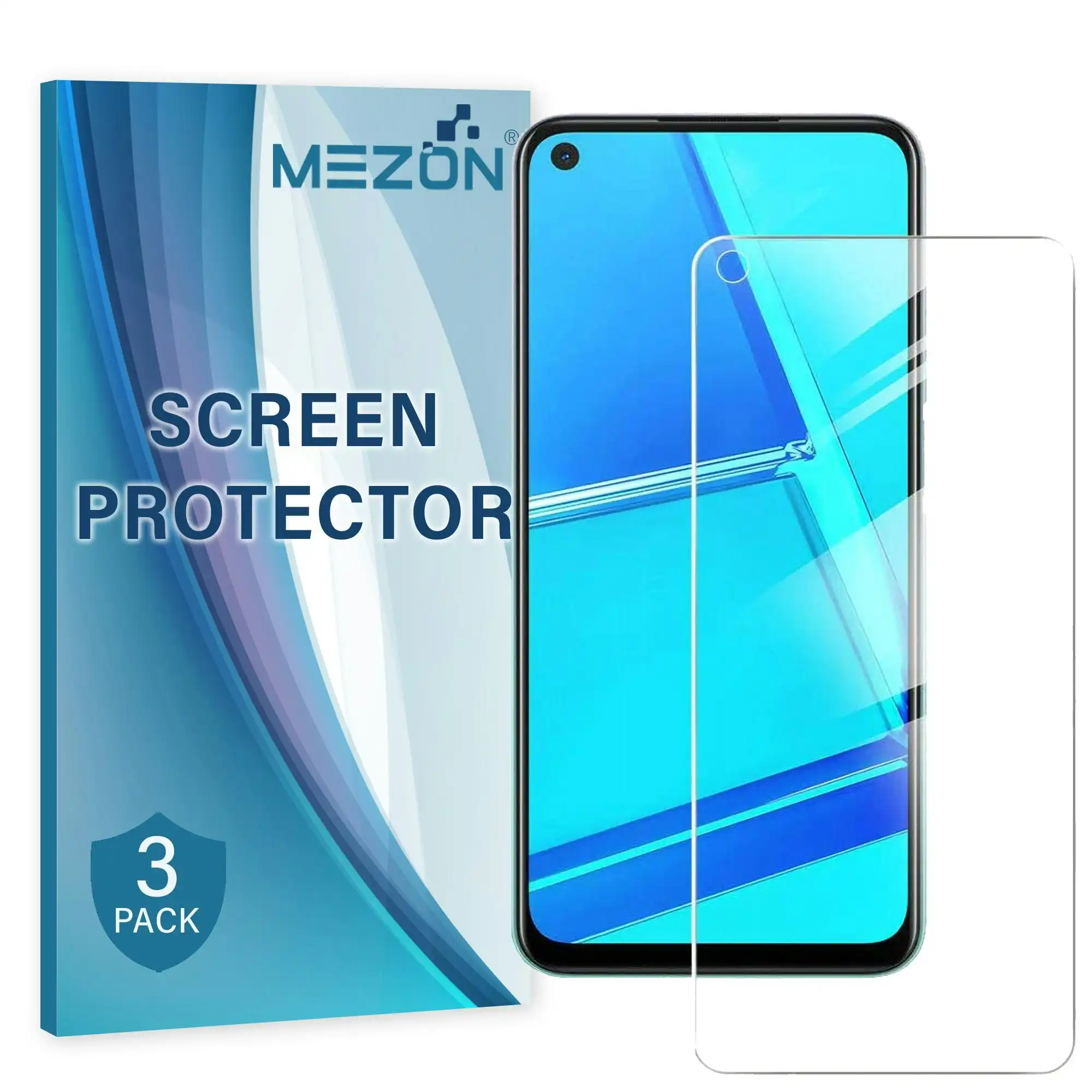 [3 Pack] MEZON OPPO A53 Ultra Clear Screen Protector Case Friendly Film (A53, Clear)