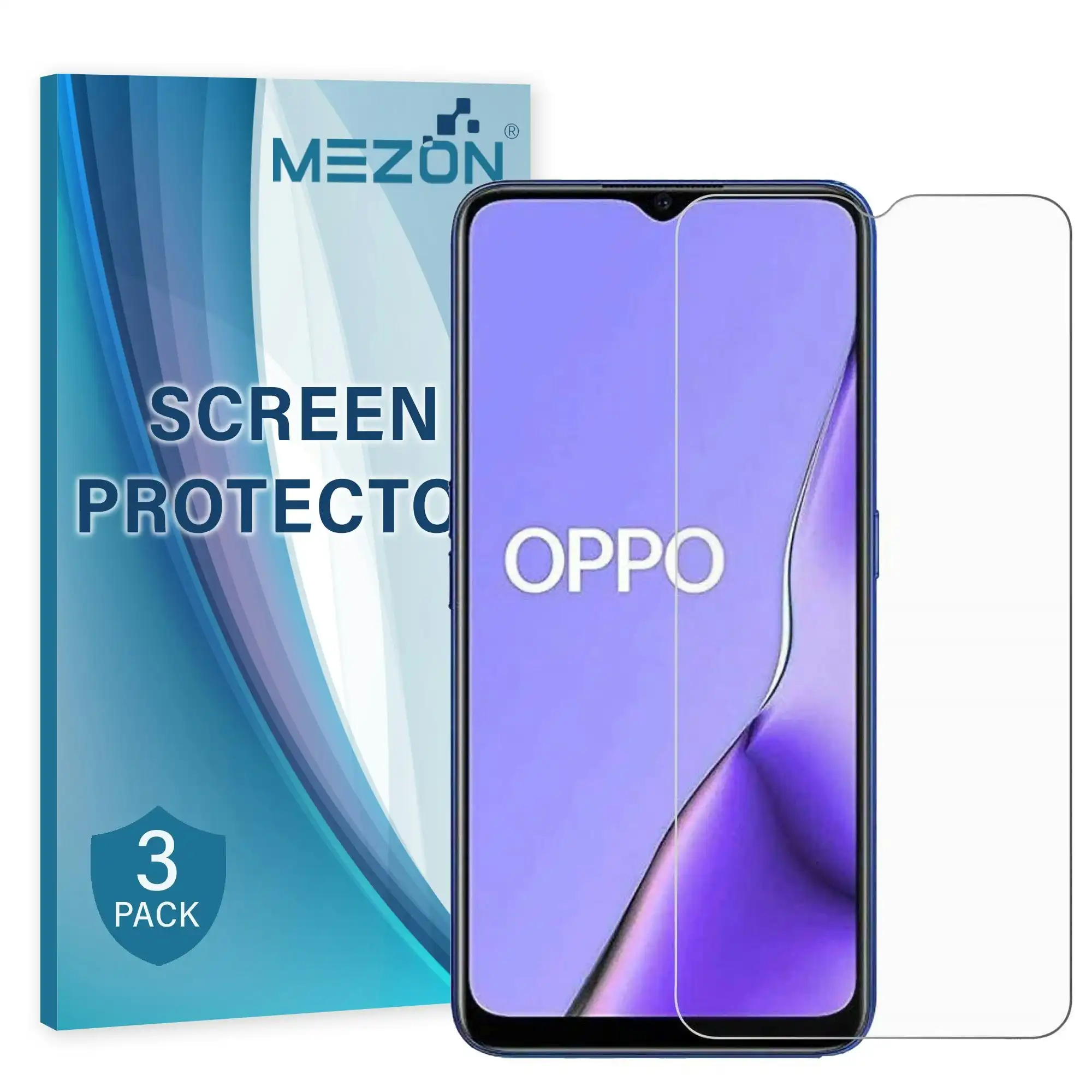 [3 Pack] MEZON OPPO A9 2020 Ultra Clear Screen Protector Case Friendly Film (A9 2020, Clear)