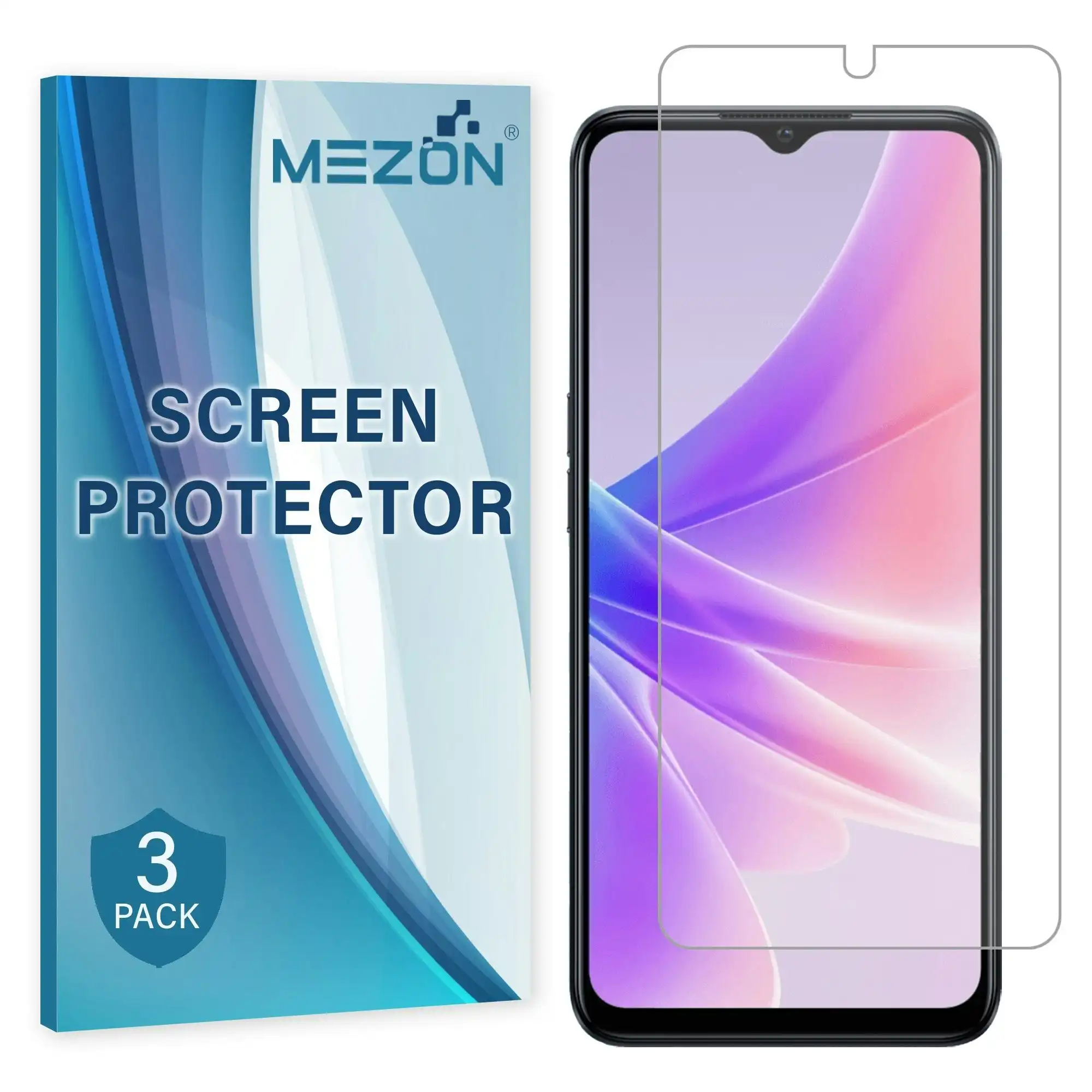 [3 Pack] MEZON OPPO A57s Ultra Clear Screen Protector Case Friendly Film (OPPO A57s, Clear)
