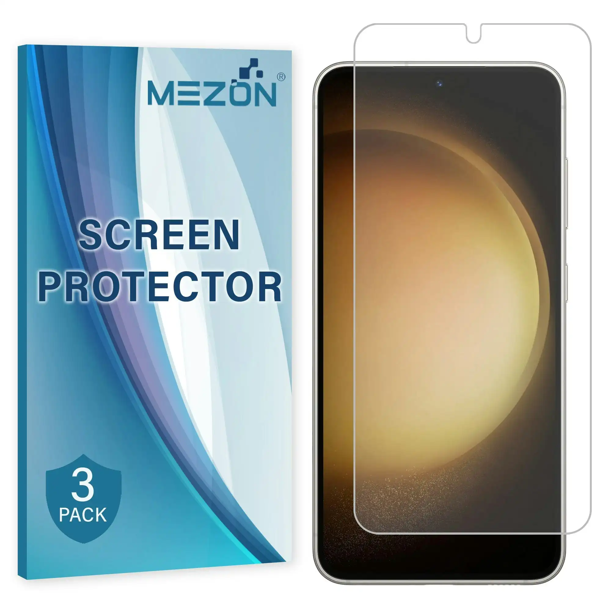 [3 Pack] MEZON Samsung Galaxy S23 (6.1") Clear Screen Protector Case Friendly Film (Galaxy S23, Clear)