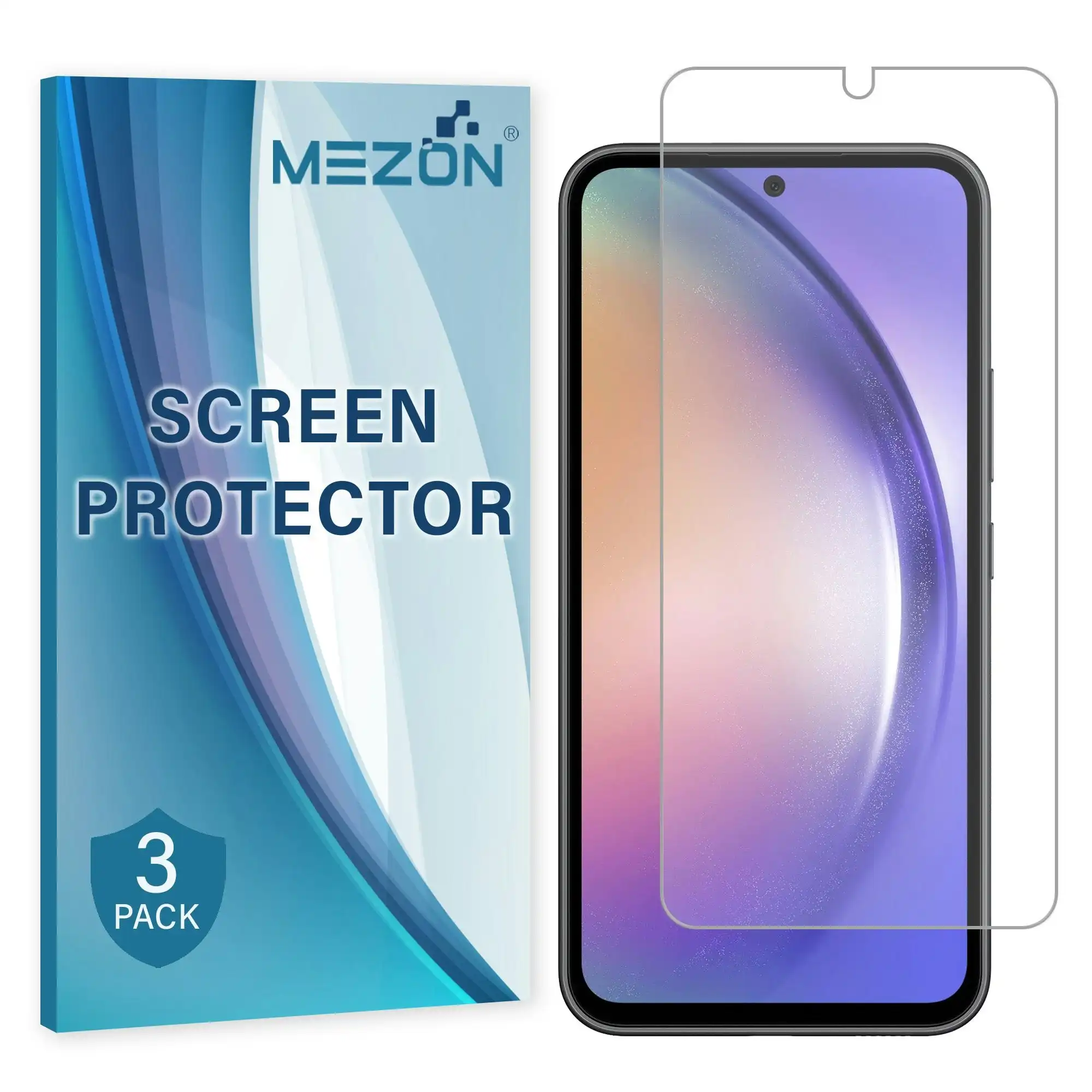 [3 Pack] MEZON Samsung Galaxy A54 5G Ultra Clear Screen Protector Case Friendly Film (Galaxy A54 5G, Clear)
