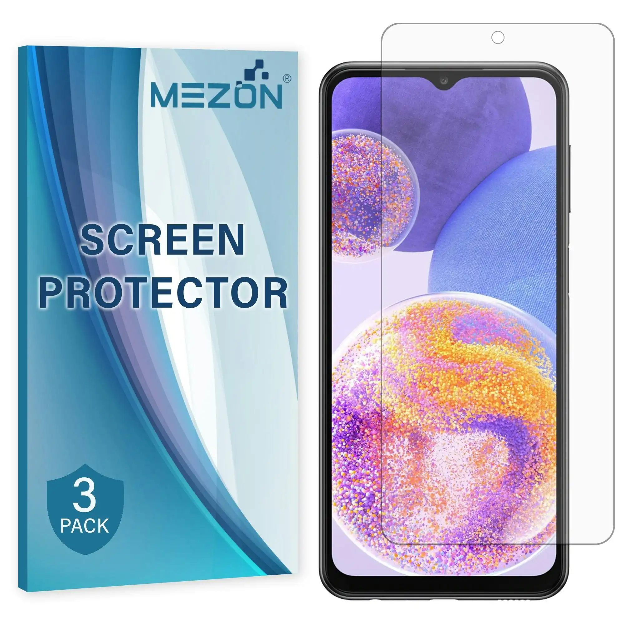 [3 Pack] MEZON Samsung Galaxy A23 Premium Hydrogel Clear Edge-to-Edge Full Coverage Screen Protector Fingerprint Sensor Film