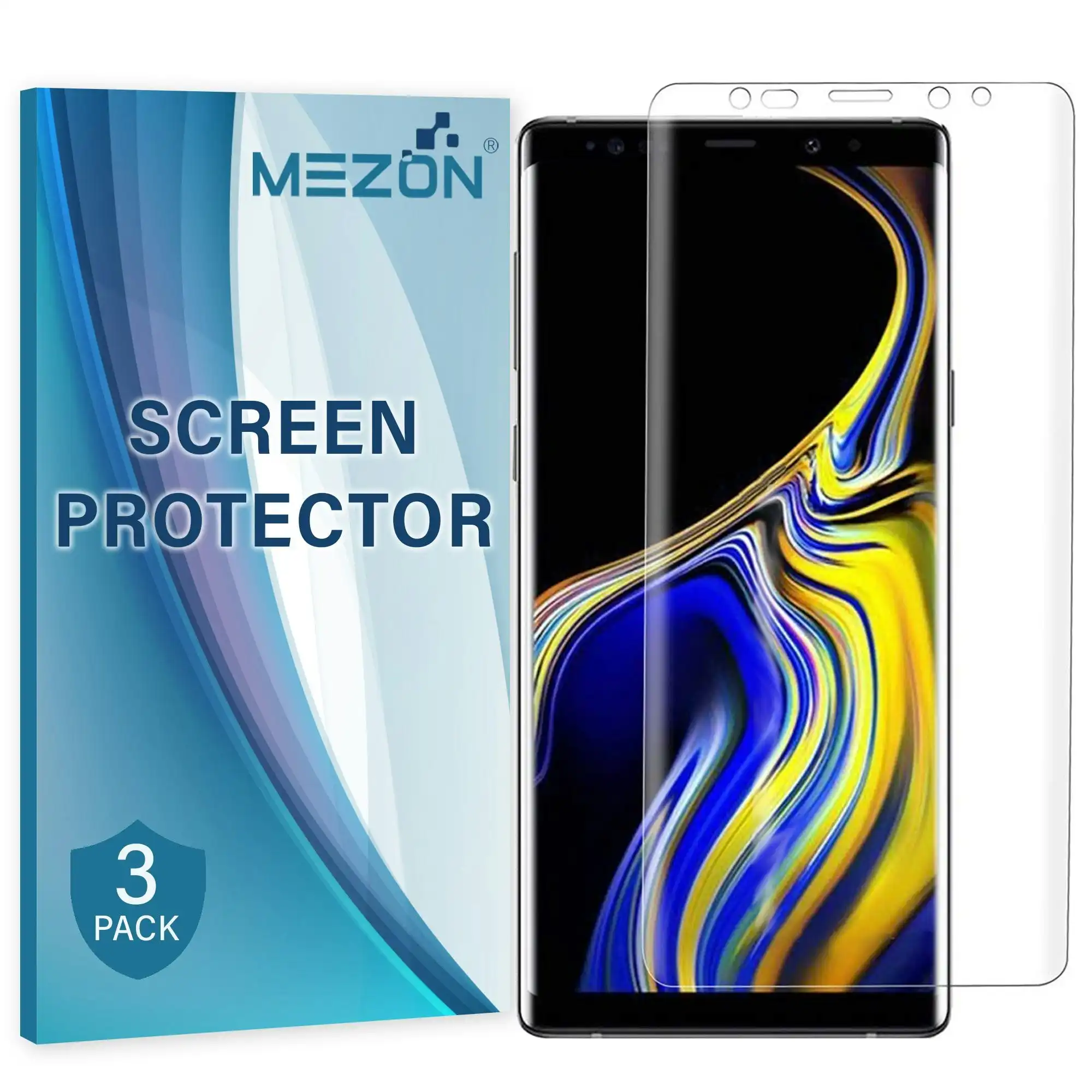 [3 Pack] MEZON Samsung Galaxy Note 9 Ultra Clear Edge-to-Edge Full Coverage Hydrogel Screen Protector Case Friendly Film