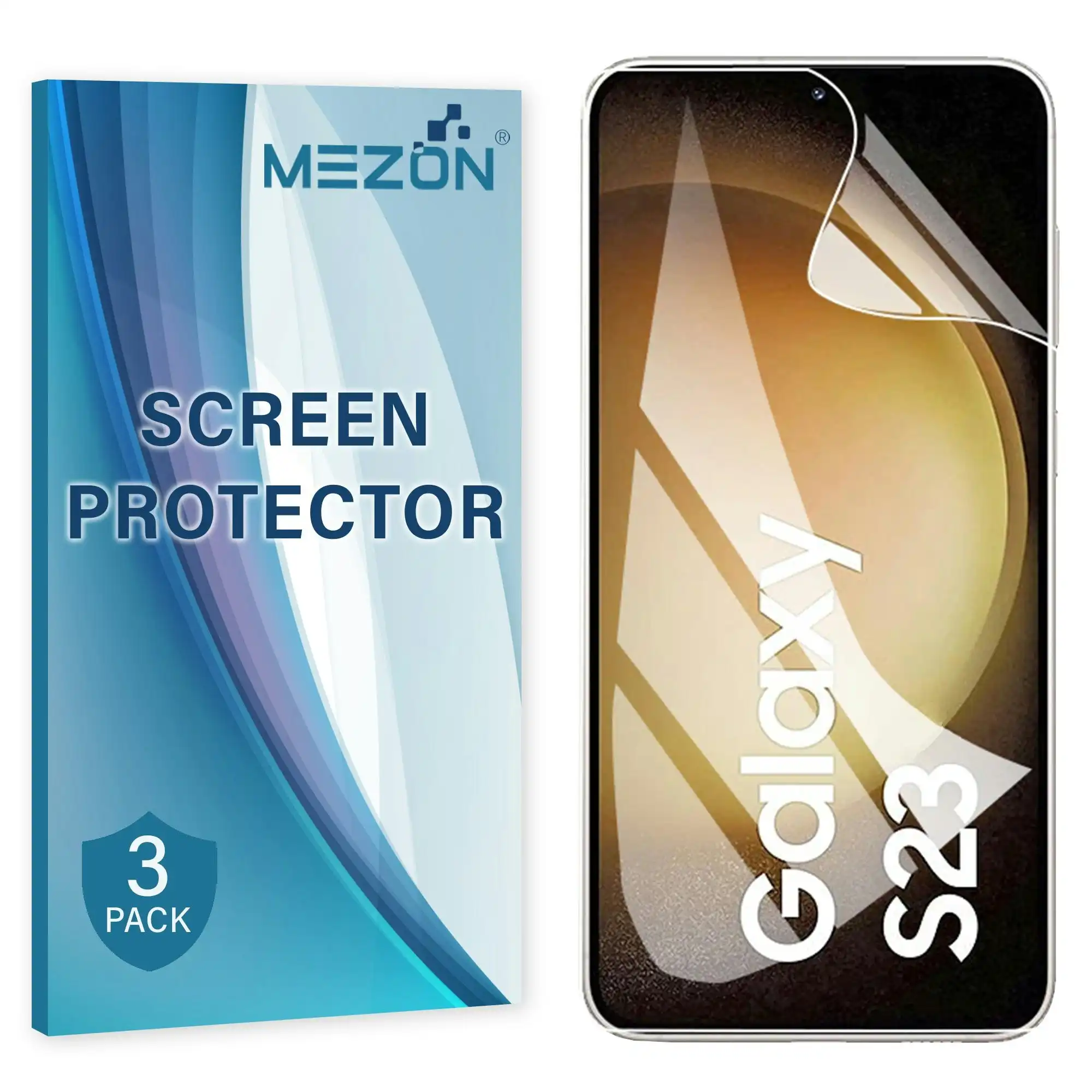 [3 Pack] MEZON Samsung Galaxy S23 (6.1") Premium Hydrogel Clear Full Coverage Screen Protector Film – Fingerprint Sensor