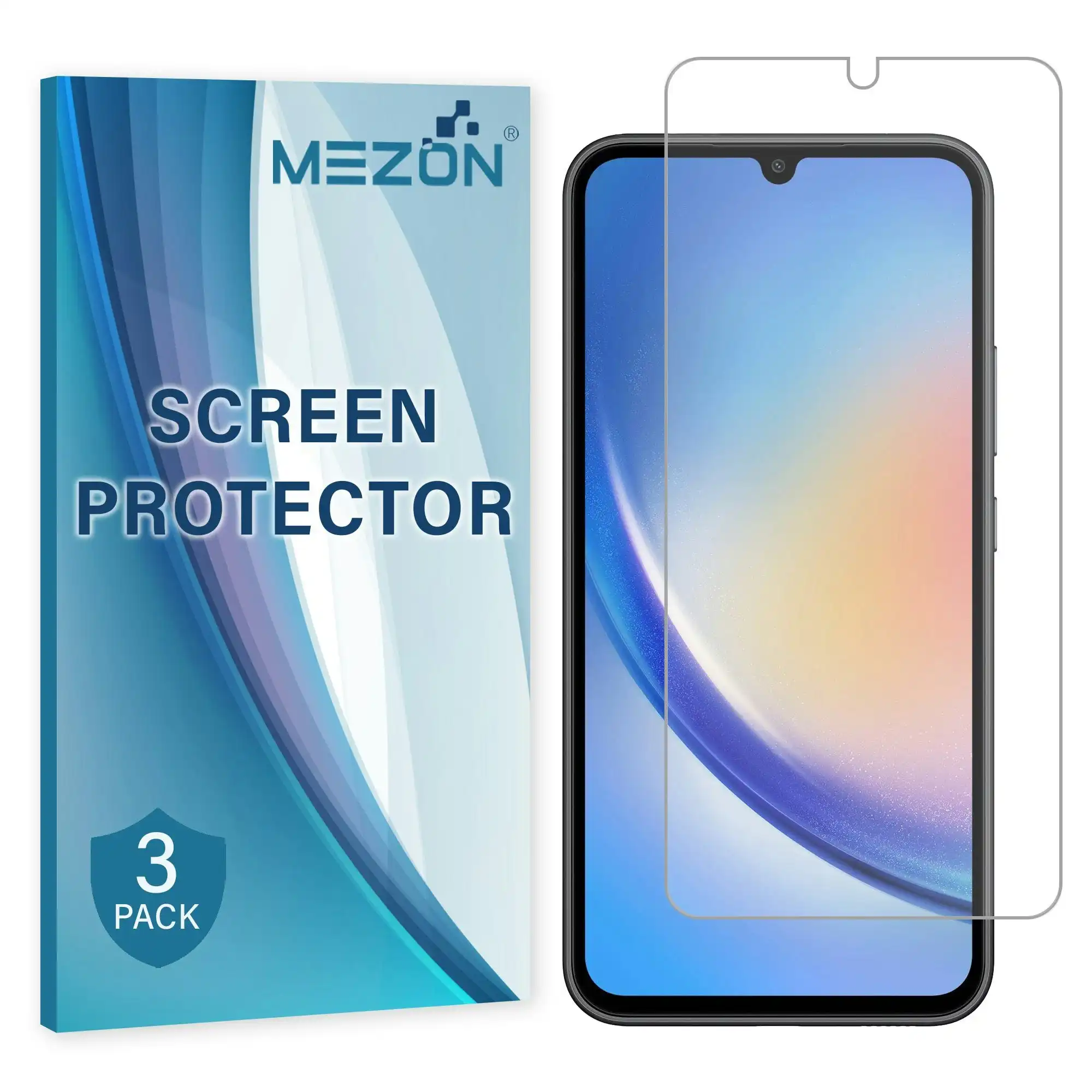 [3 Pack] MEZON Samsung Galaxy A34 5G Premium Hydrogel Clear Edge-to-Edge Full Coverage Screen Protector Fingerprint Sensor Film
