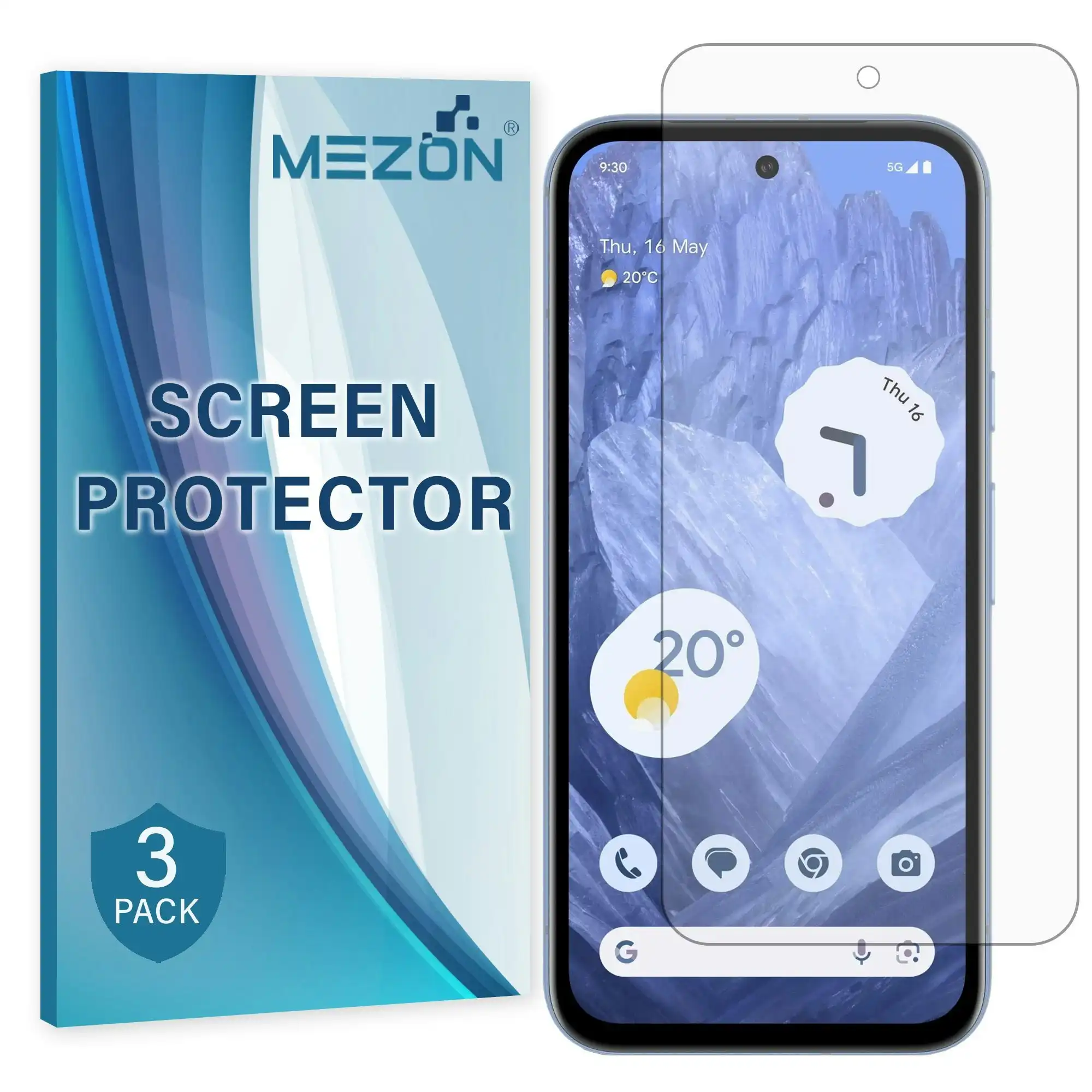 [3 Pack] MEZON Google Pixel 8a (6.1") Premium Hydrogel Clear Edge-to-Edge Full Coverage Screen Protector Fingerprint Sensor Film