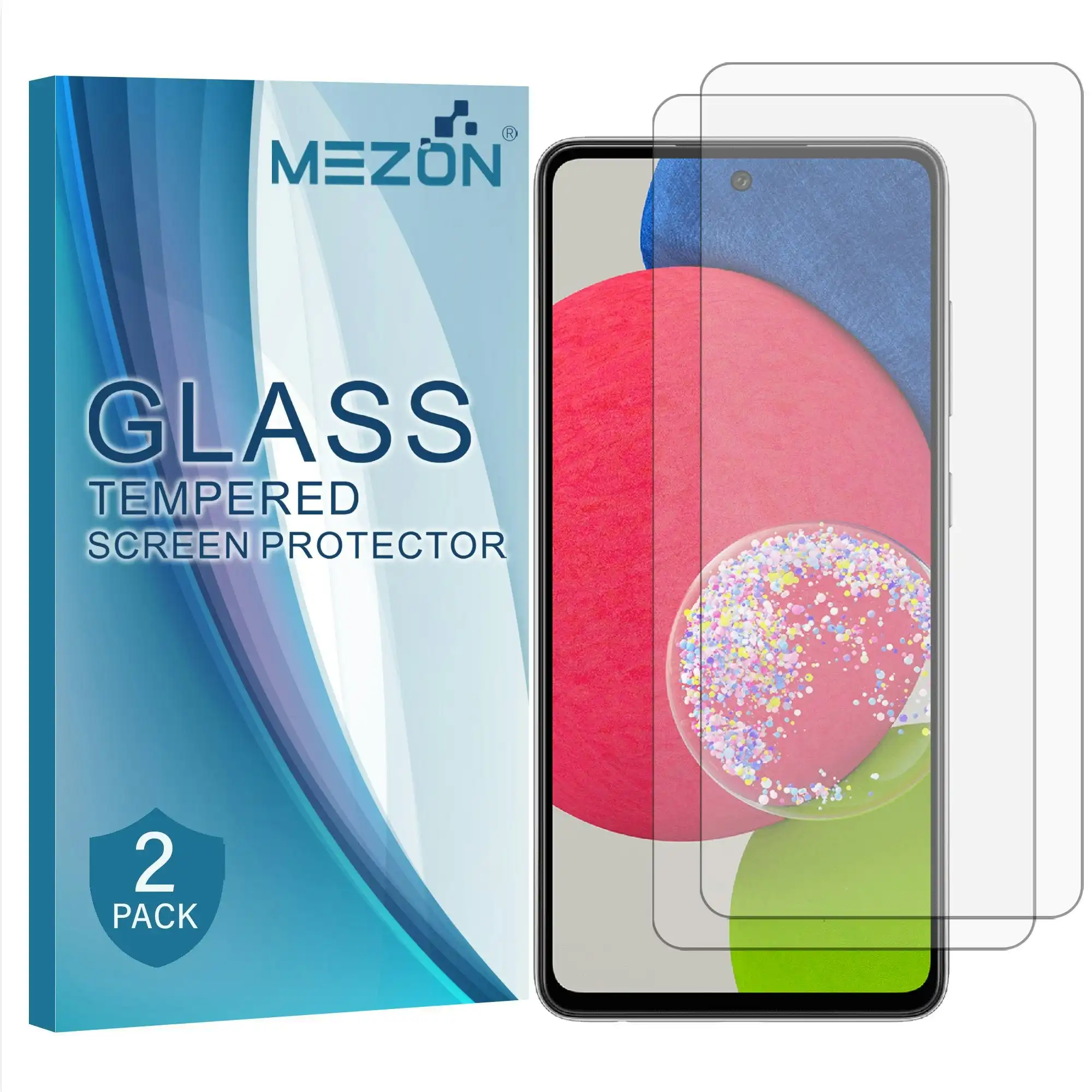 [2 Pack] MEZON Samsung Galaxy A52s 5G Tempered Glass Crystal Clear Premium 9H HD Case Friendly Screen Protector (A52s 5G, 9H)