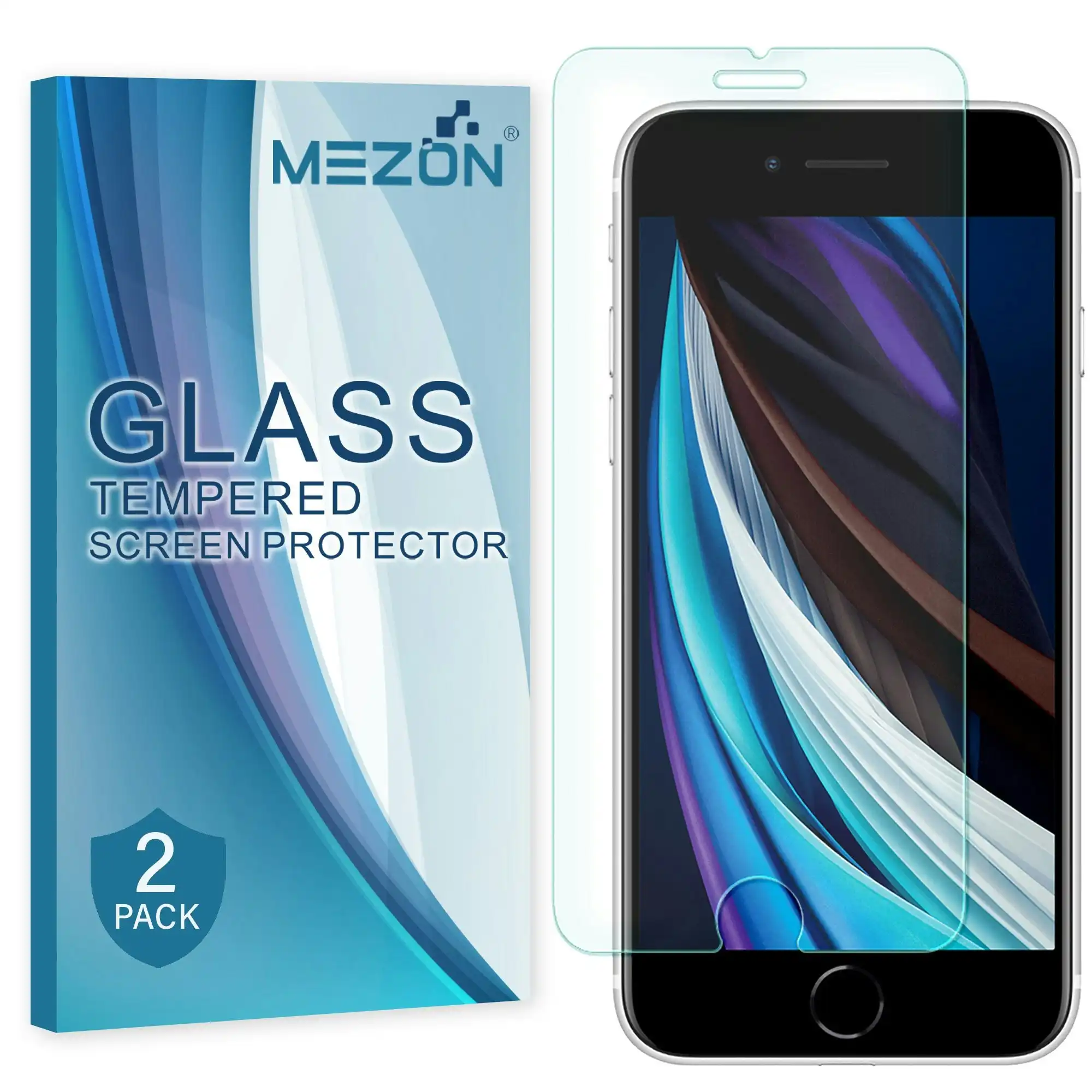 [2 Pack] MEZON Apple iPhone 7 (4.7") Tempered Glass Crystal Clear Premium 9H HD Case Friendly Screen Protector (iPhone 7, 9H)
