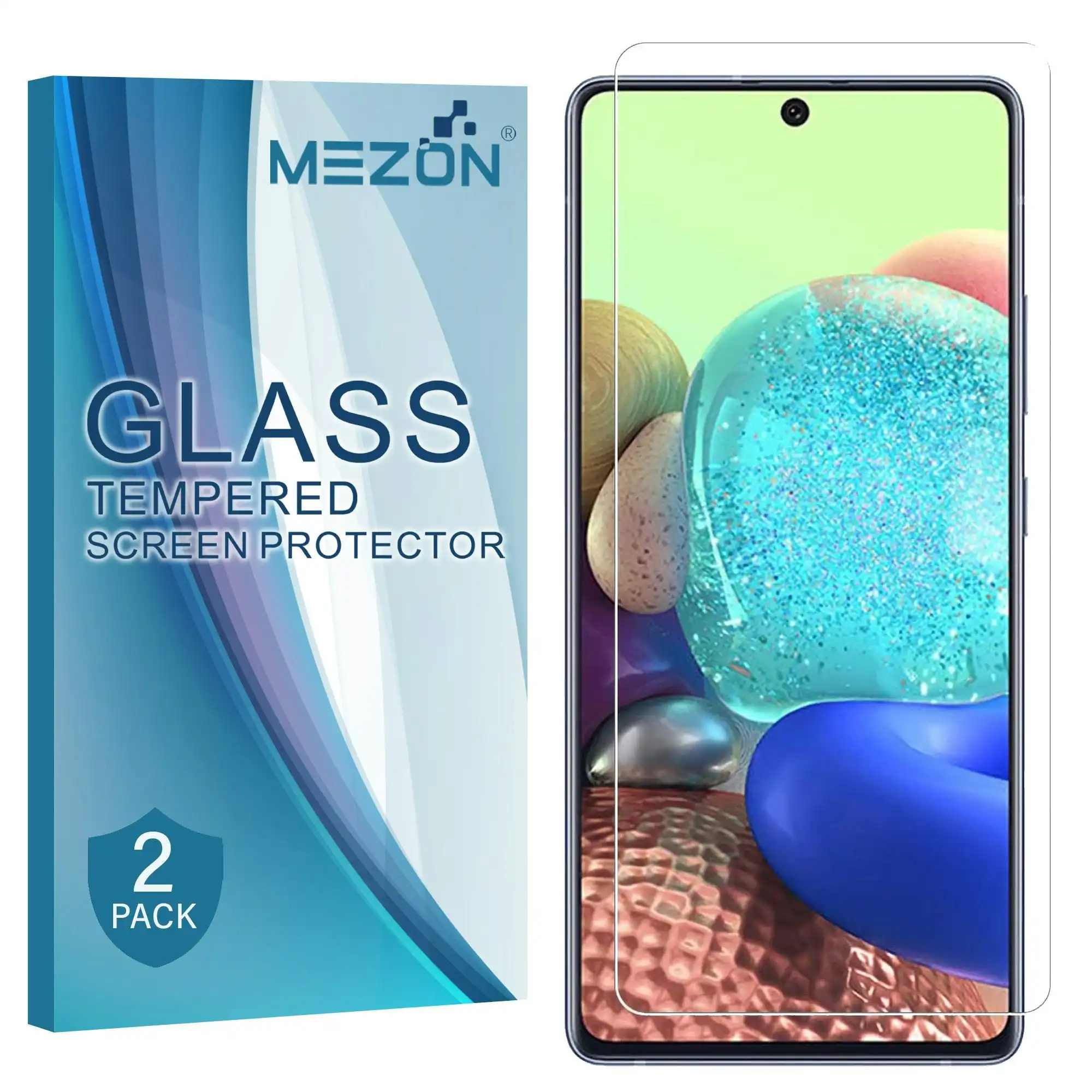 [2 Pack] MEZON Samsung Galaxy A71 5G Tempered Glass Crystal Clear Premium 9H HD Case Friendly Screen Protector (A71 5G, 9H)