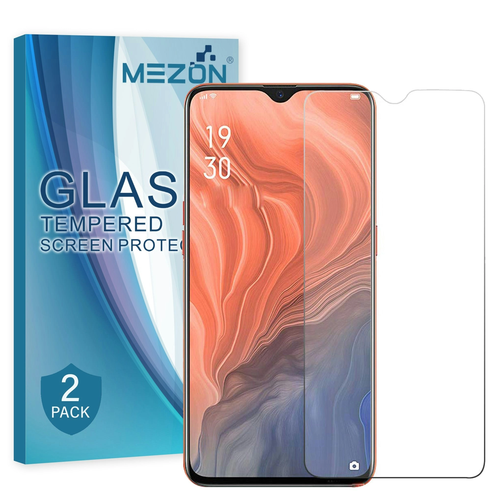 [2 Pack] MEZON OPPO Find X2 Lite Tempered Glass 9H HD Crystal Clear Premium Case Friendly Screen Protector (Find X2 Lite, 9H)