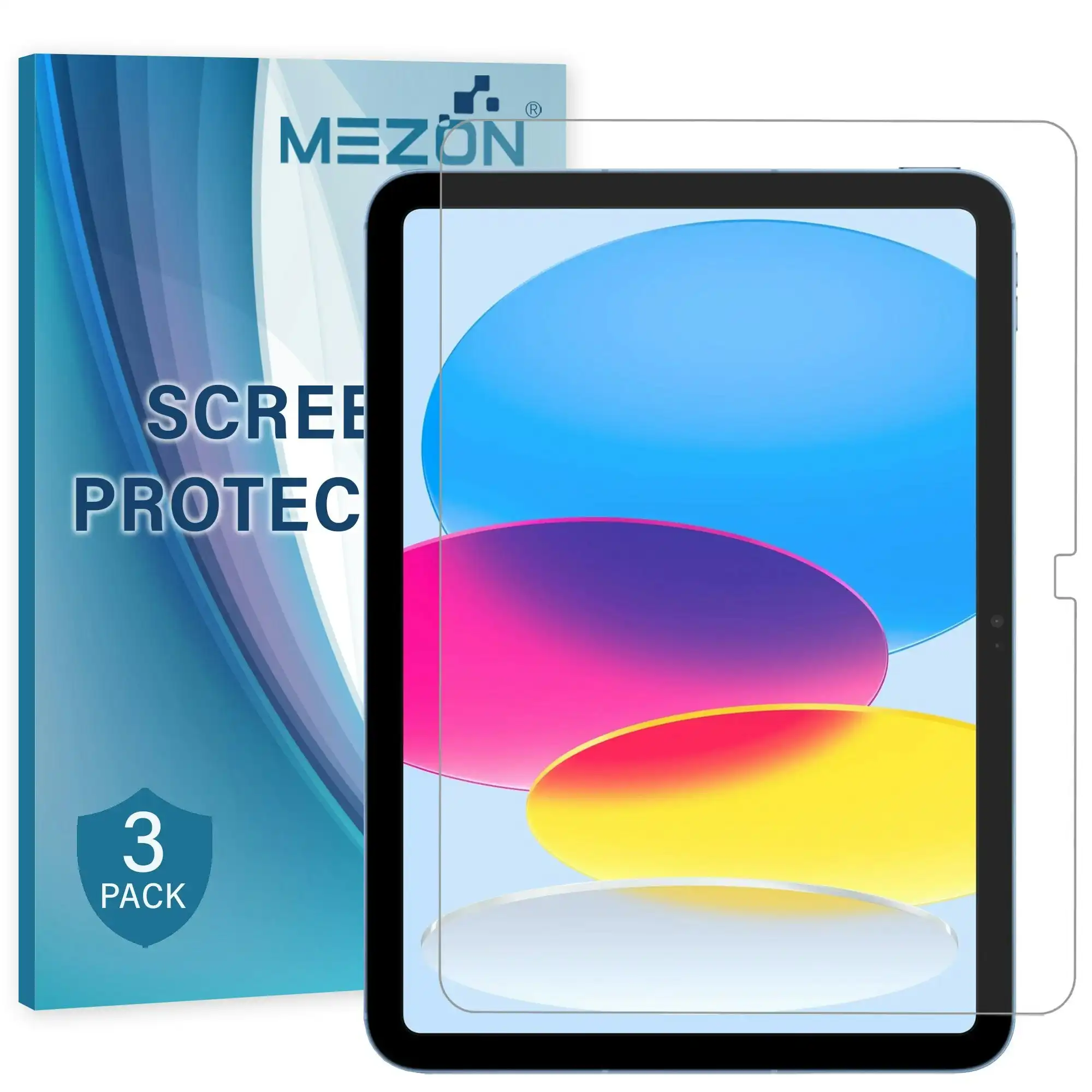 [3 Pack] MEZON Apple iPad 10.9" 2022 (10th gen) Ultra Clear Film Screen Protector Case and Pencil Friendly (iPad 10.9", Clear)