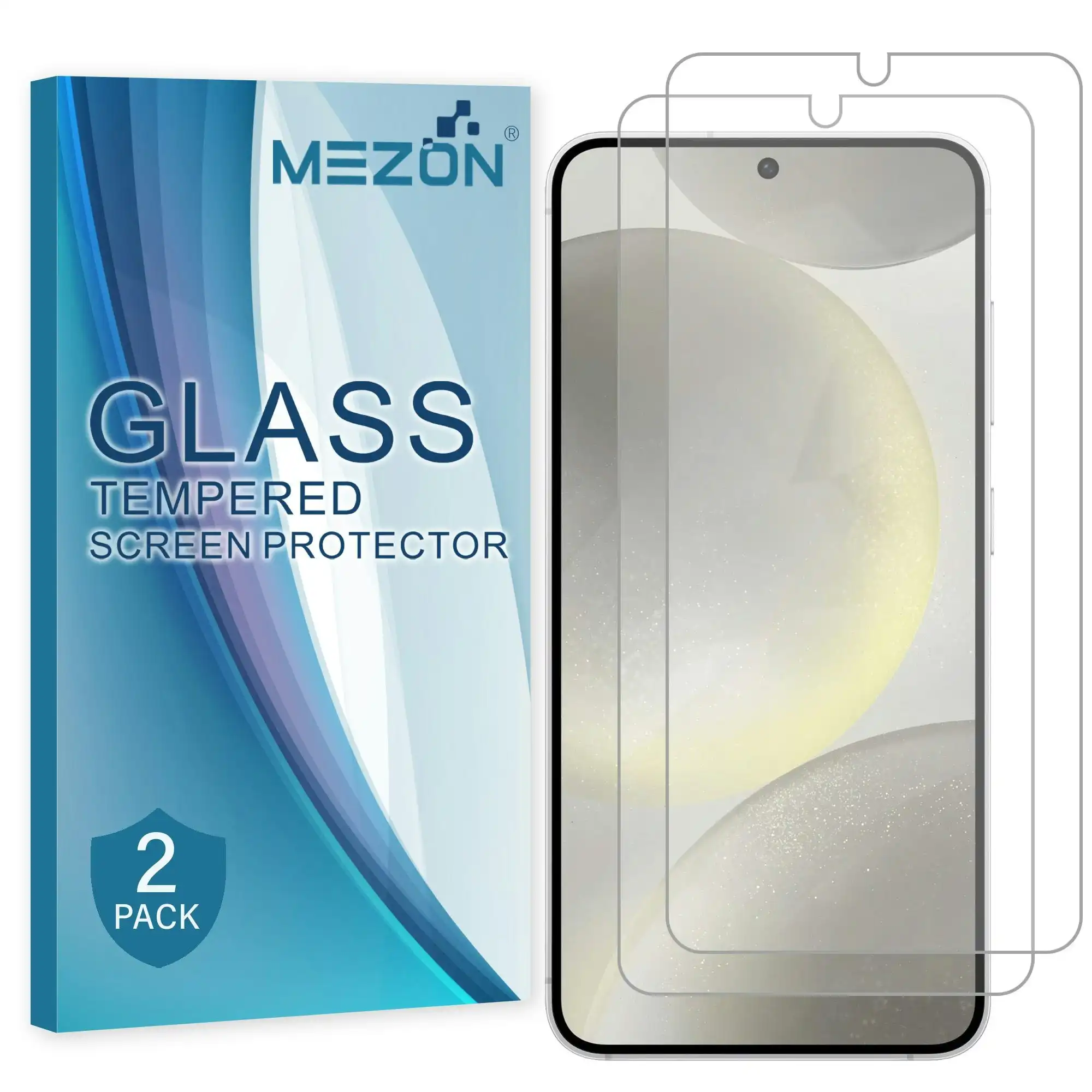 [2 Pack] MEZON Samsung Galaxy S24 (6.2") Tempered Glass Crystal Clear Premium 9H HD Fingerprint Unlock Screen Protector