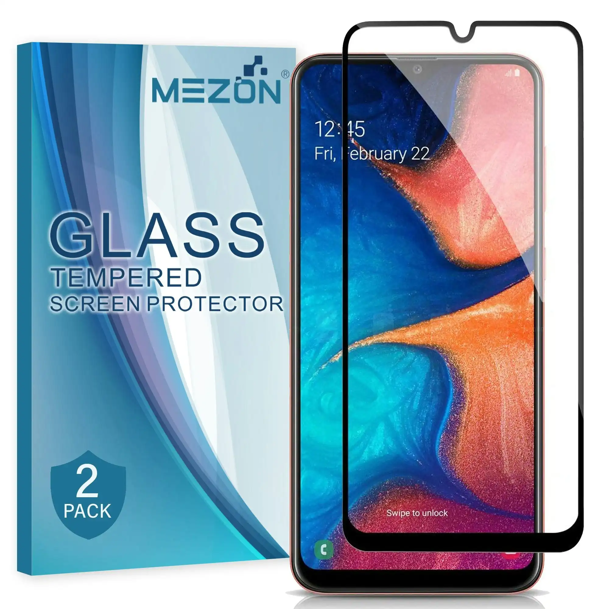 [2 Pack] MEZON Full Coverage Samsung Galaxy A90 5G Tempered Glass Crystal Clear Premium 9H HD Screen Protector (A90 5G, 9H Full)