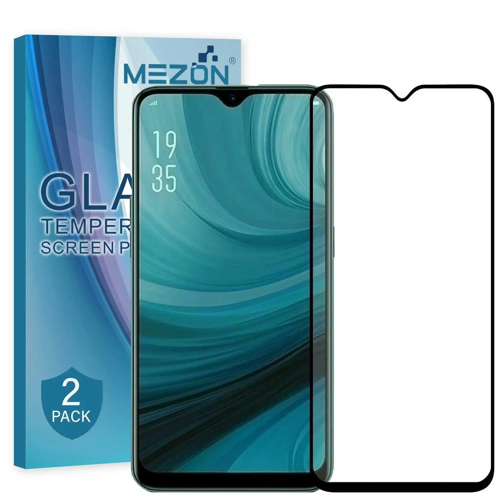 [2 Pack] MEZON Full Coverage OPPO AX5s Tempered Glass Crystal Clear Premium 9H HD Screen Protector (OPPO AX5s, 9H Full)