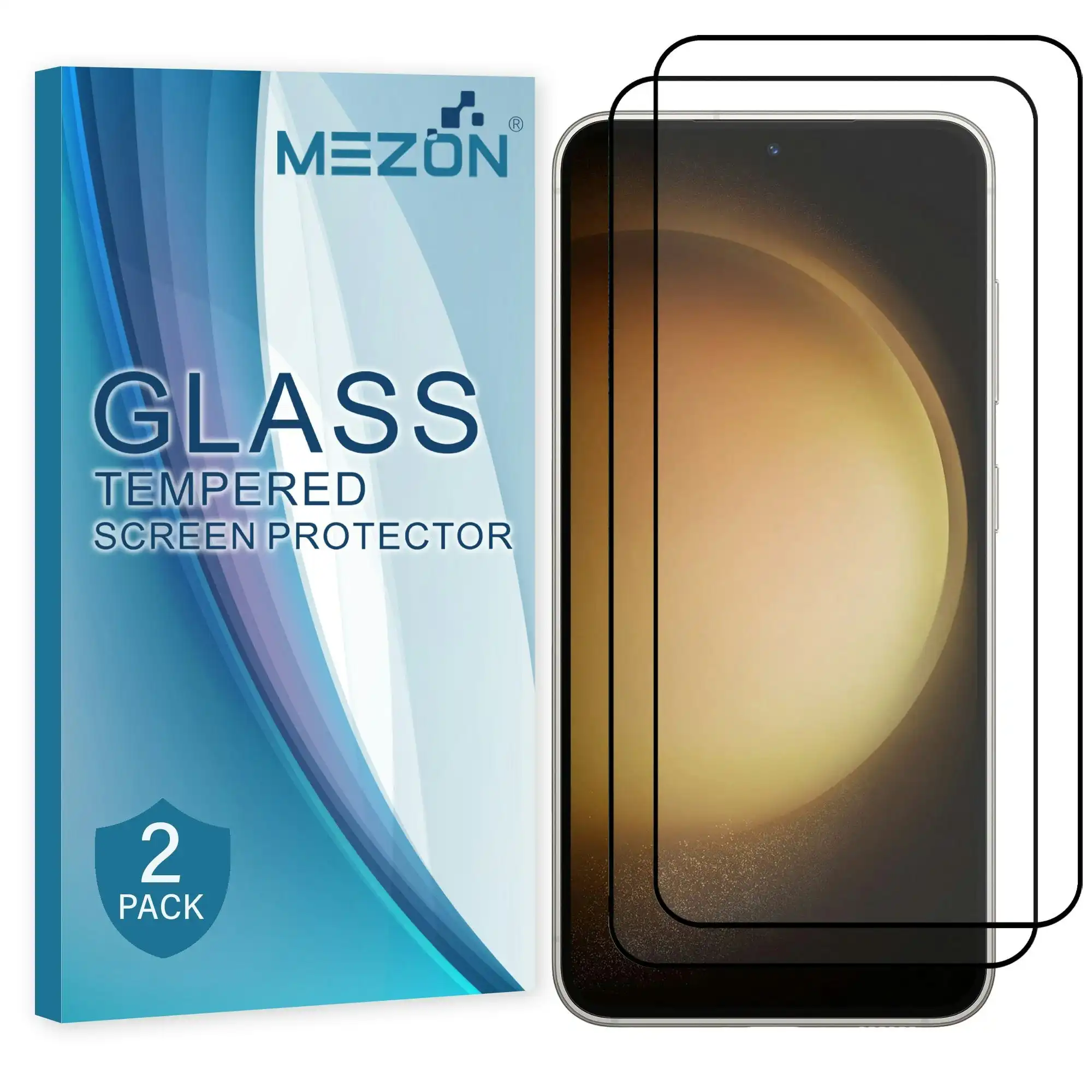 [2 Pack] MEZON Full Coverage Samsung Galaxy S23 (6.1") Crystal Clear Premium 9H HD Tempered Glass