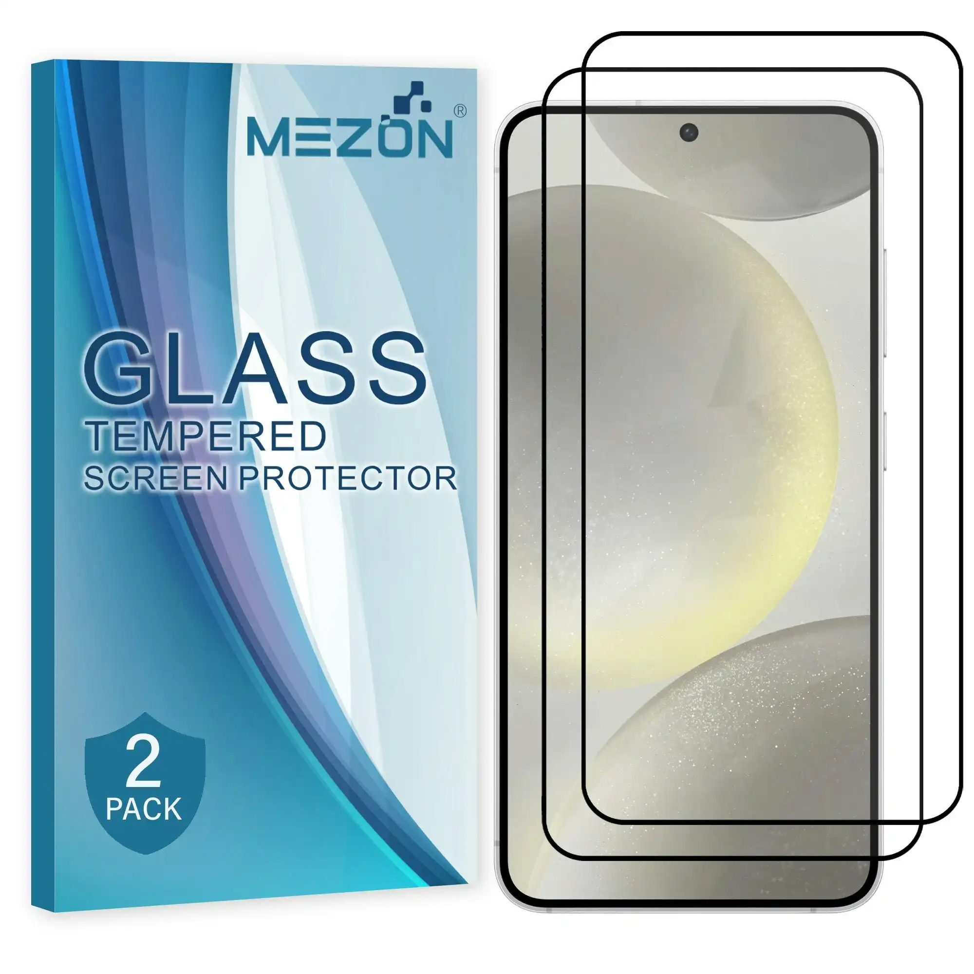 [2 Pack] MEZON Full Coverage Samsung Galaxy S24 (6.2") Crystal Clear Fingerprint Unlock Premium 9H HD Tempered Glass