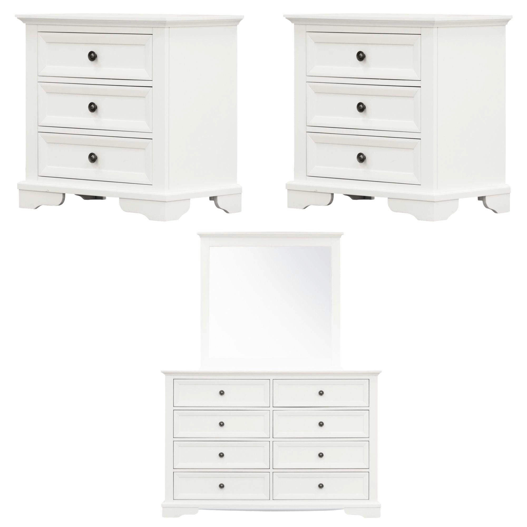 Celosia 4pc Set Bedside Dresser and Mirror