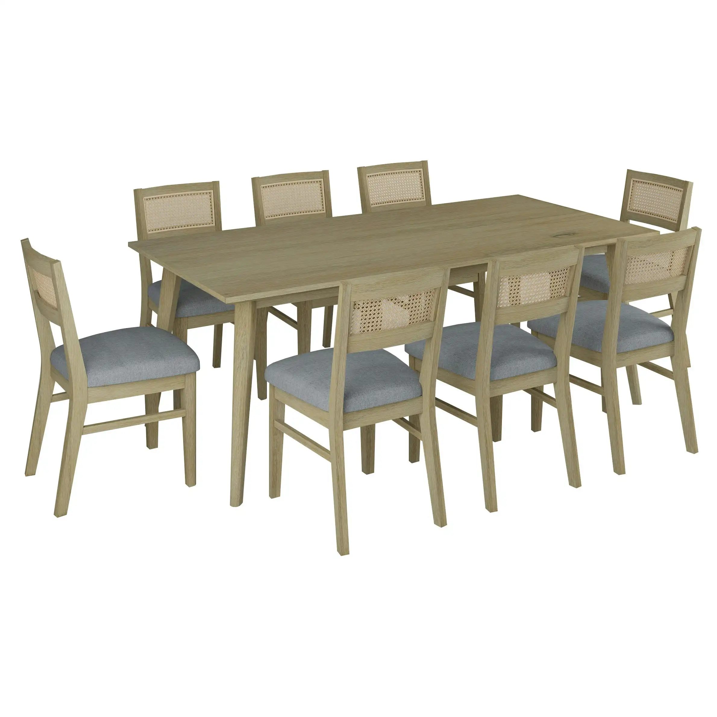 Grevillea 9pc 210cm Dining Table Chair Set