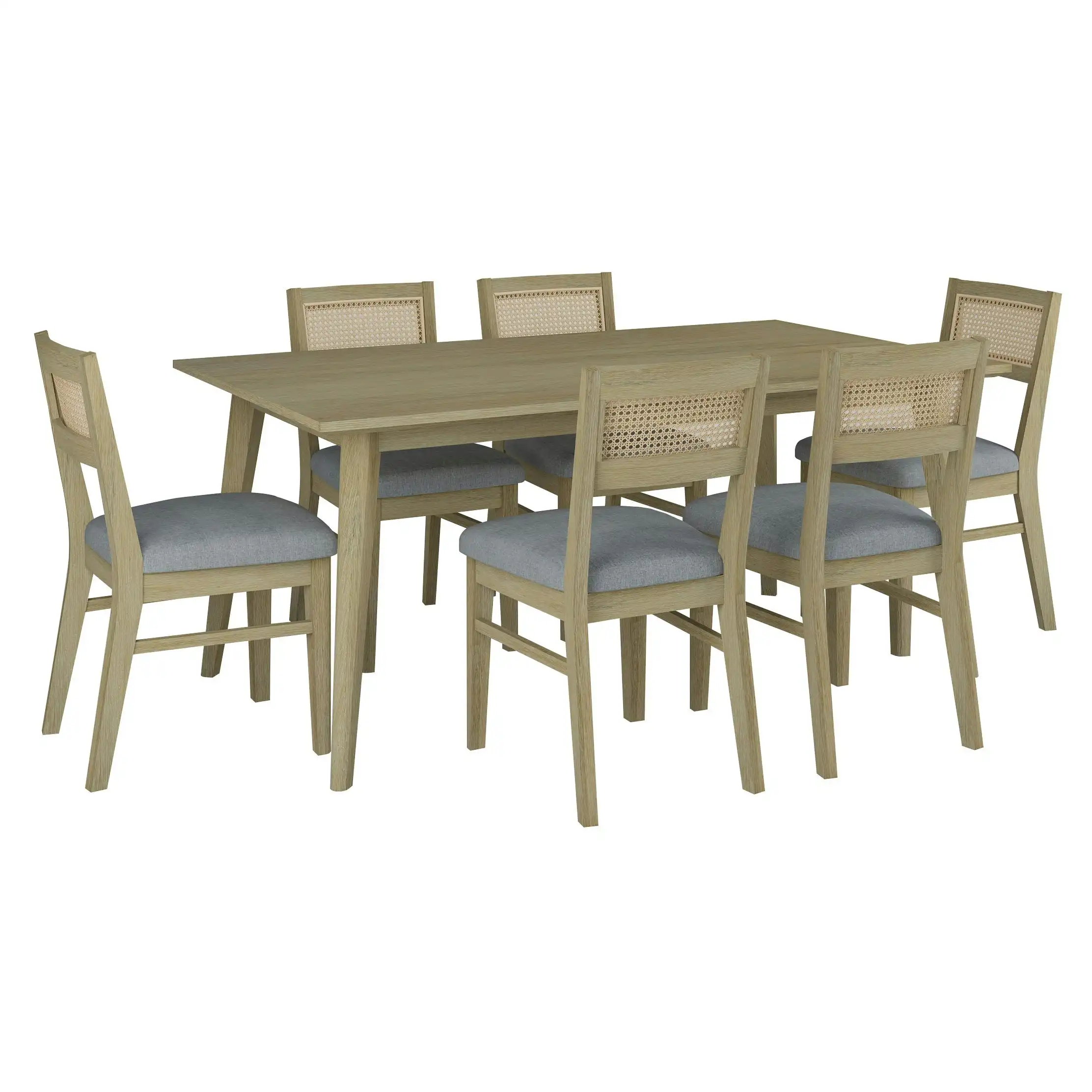 Grevillea 7pc 180cm Dining Table Chair Set