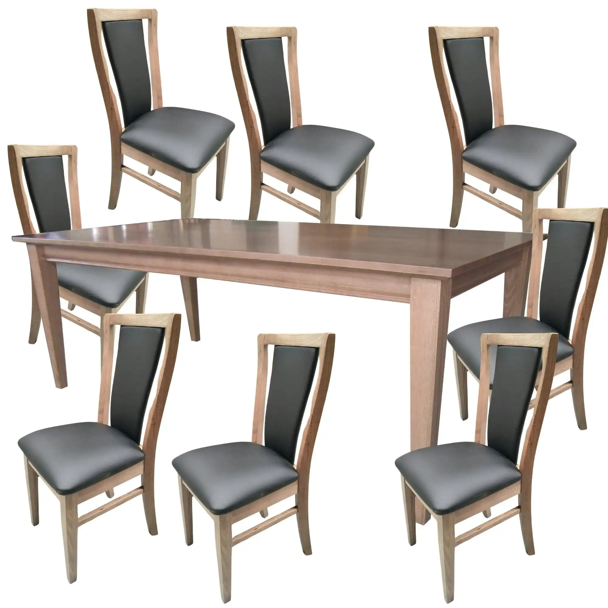 Fairmont 9pc Dining Table PU Padded Back Chair Set