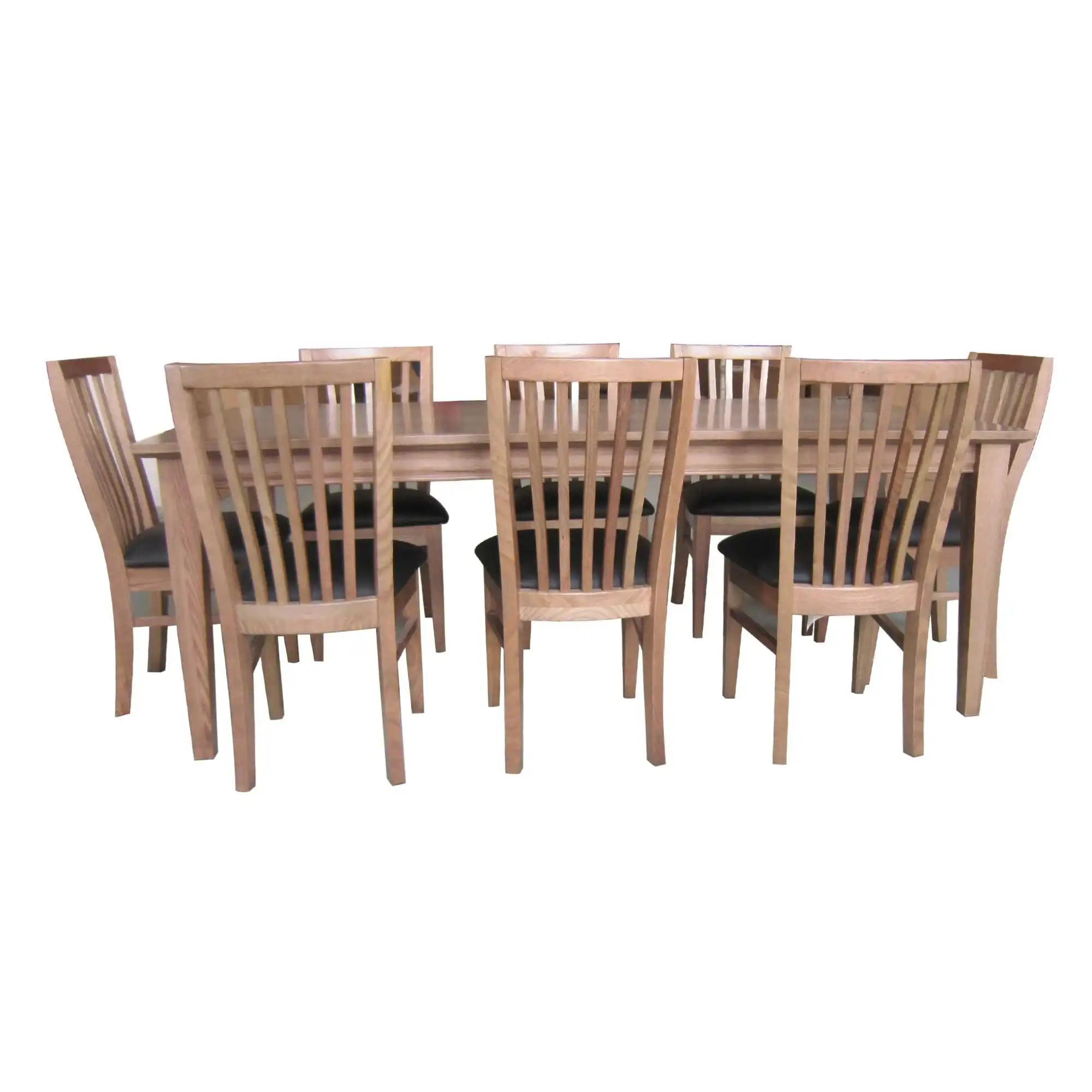 Fairmont 9pc Dining Table PU Slat Back Chair Set